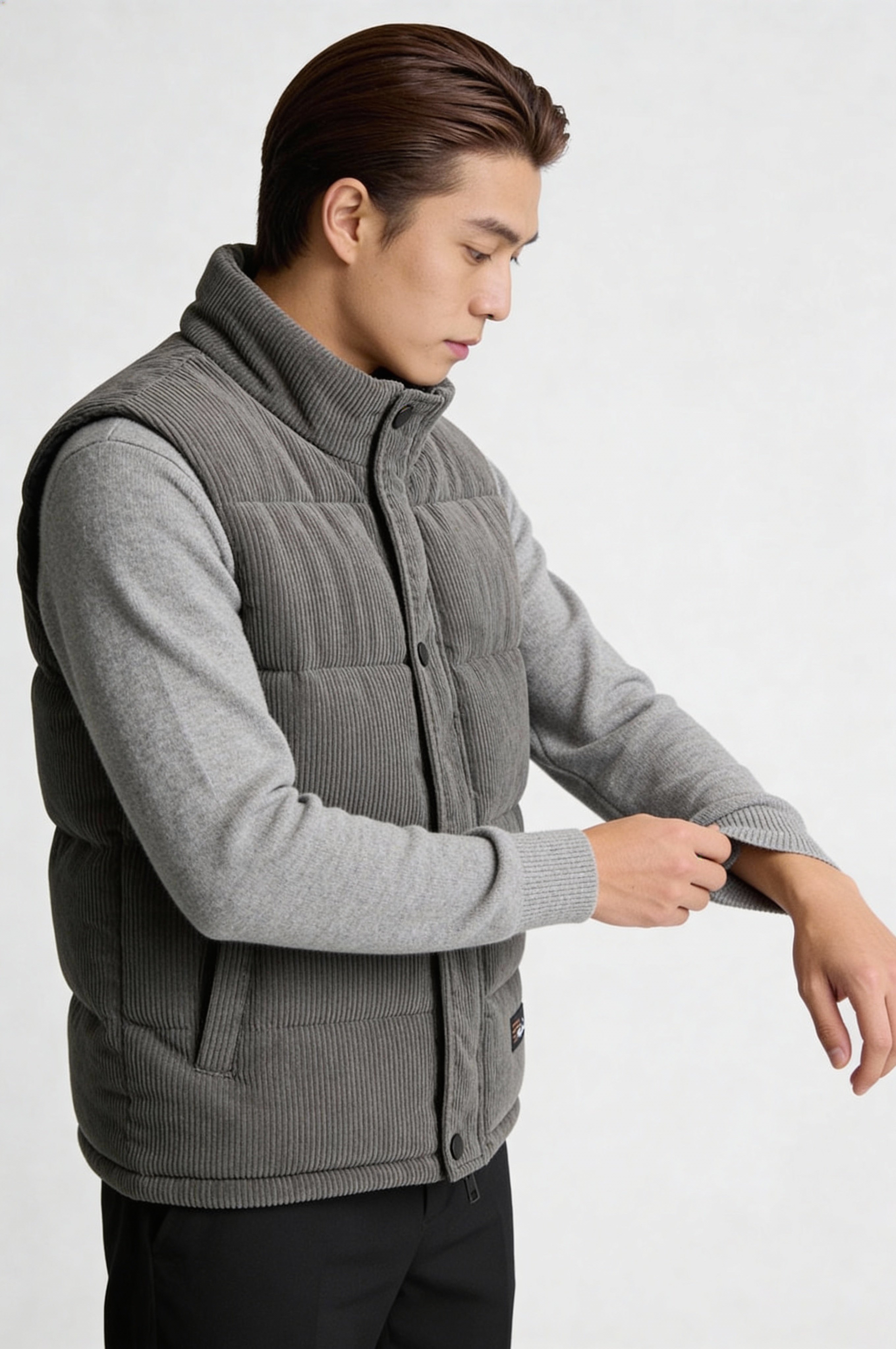 RAVION CORD PUFFER VEST – GRAY