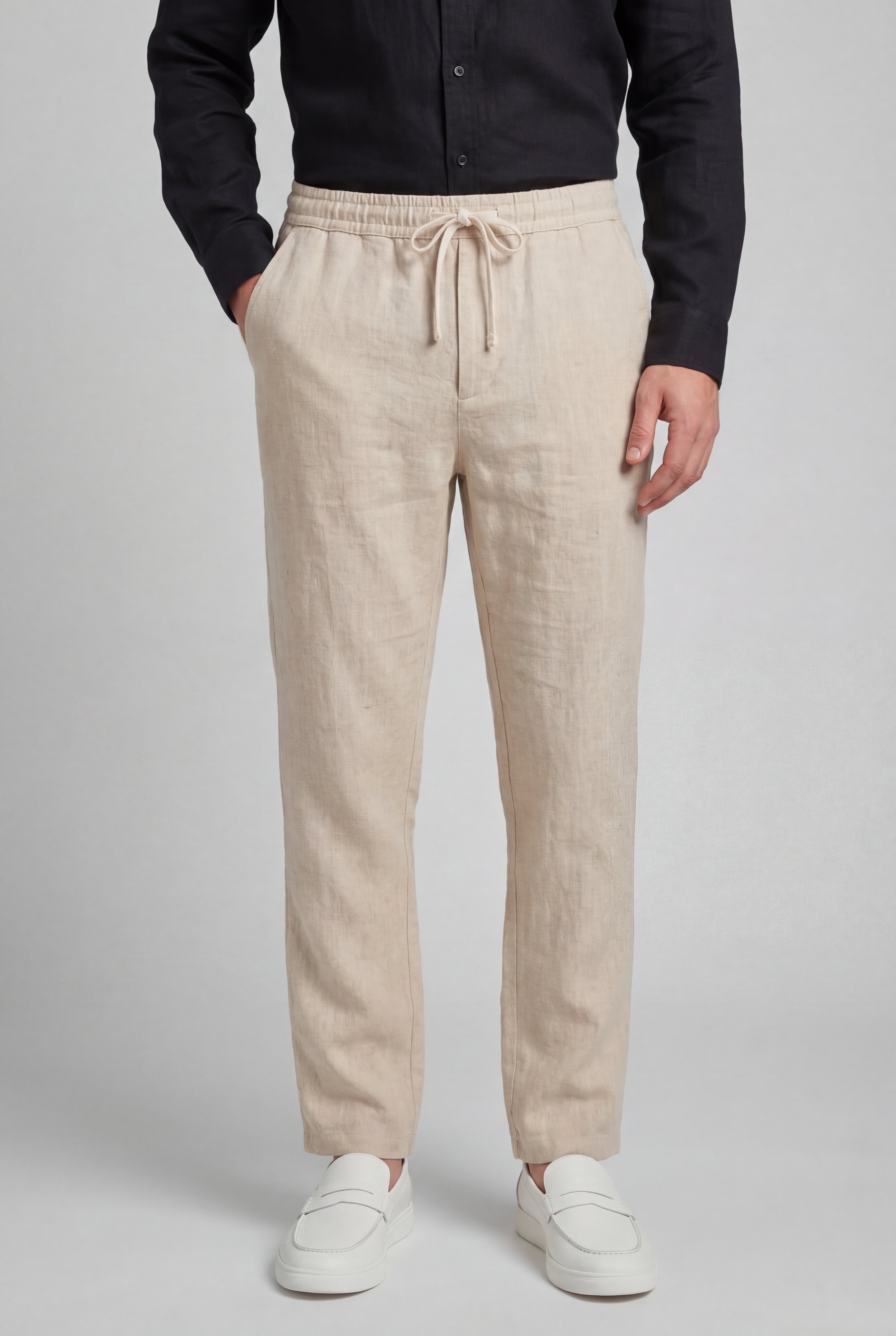 RENZIO LINEN TROUSERS – BEIGE