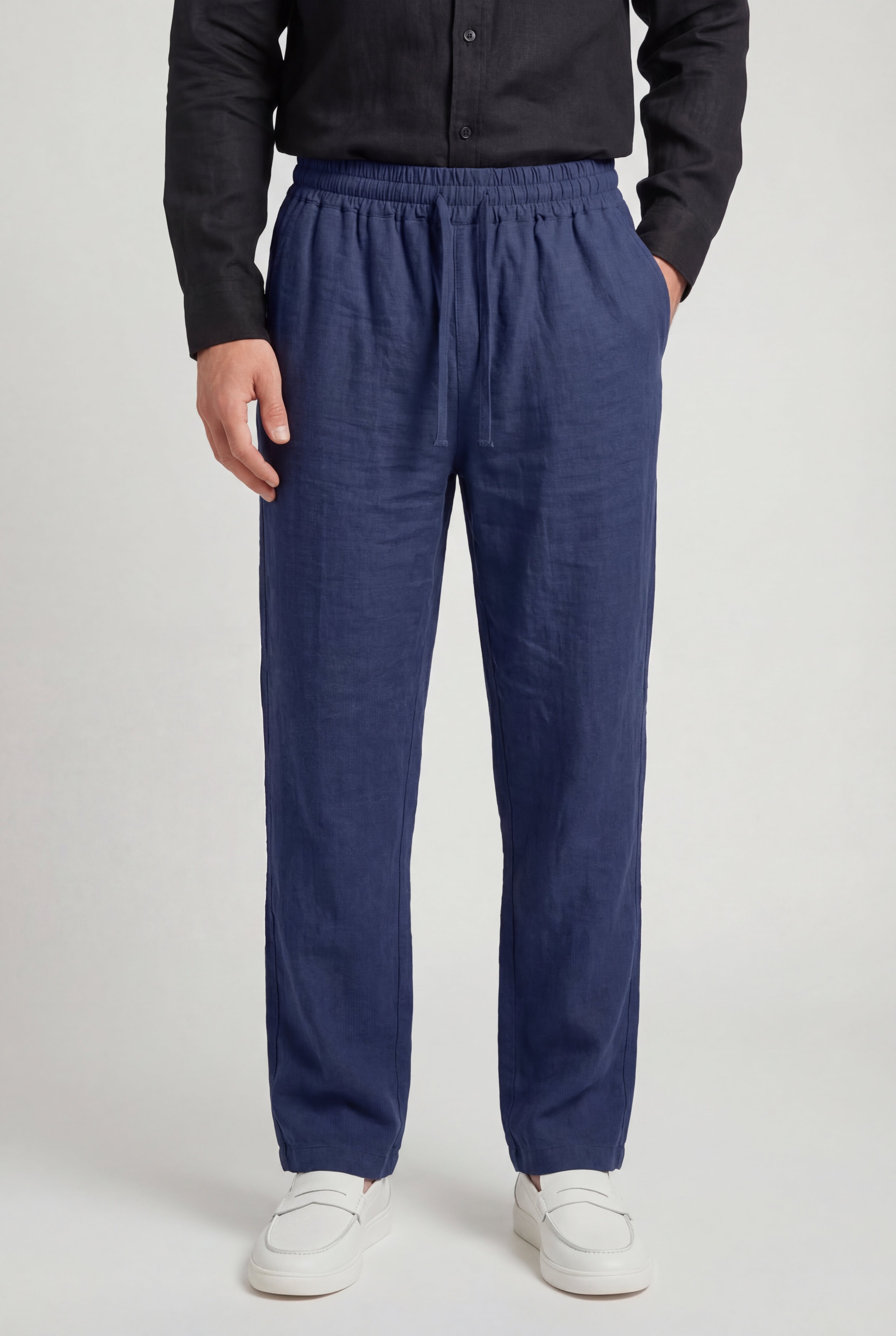 RENZIO LINEN TROUSERS – NAVY