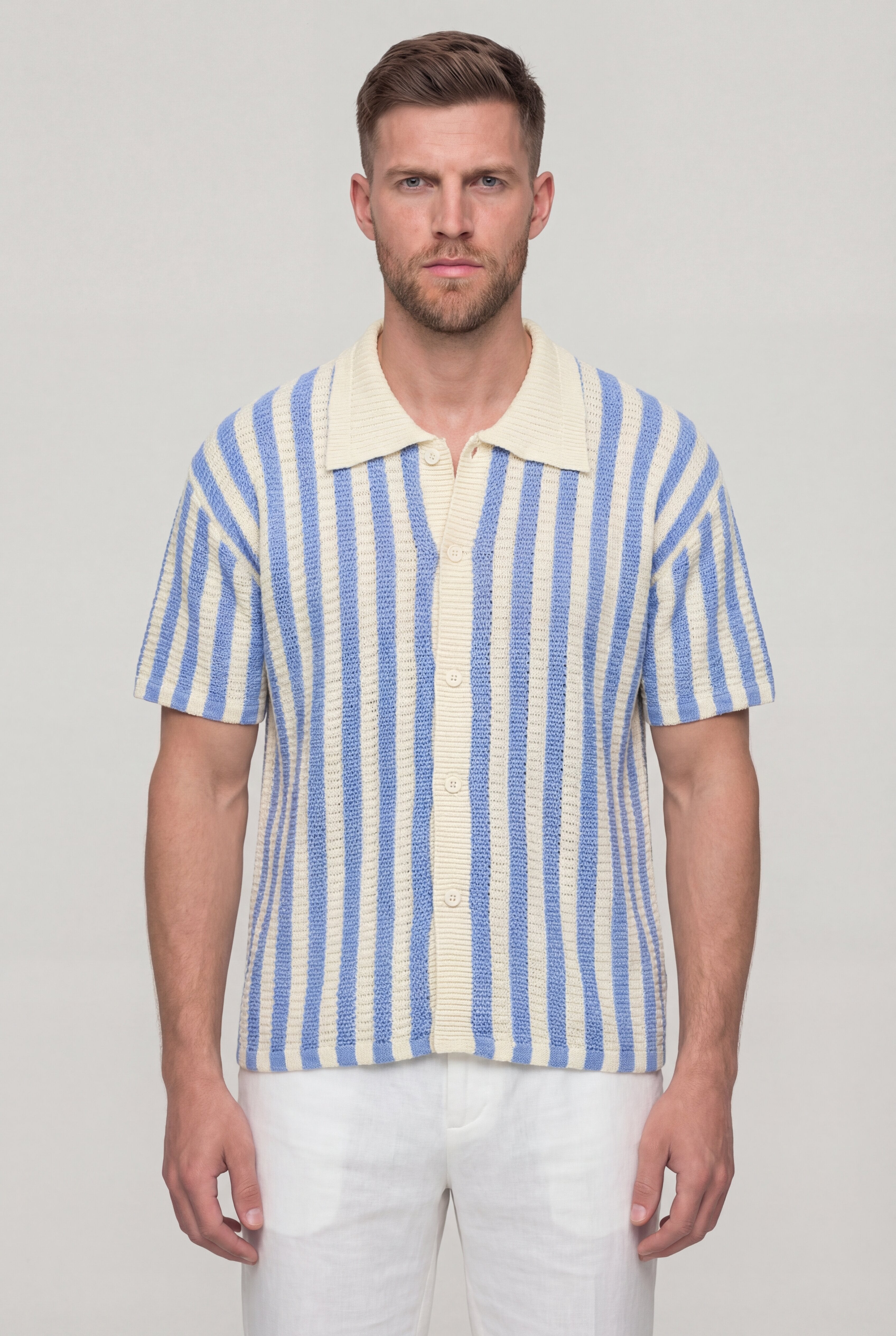 RYVANO STRIPED POLO SHIRT – BLUE