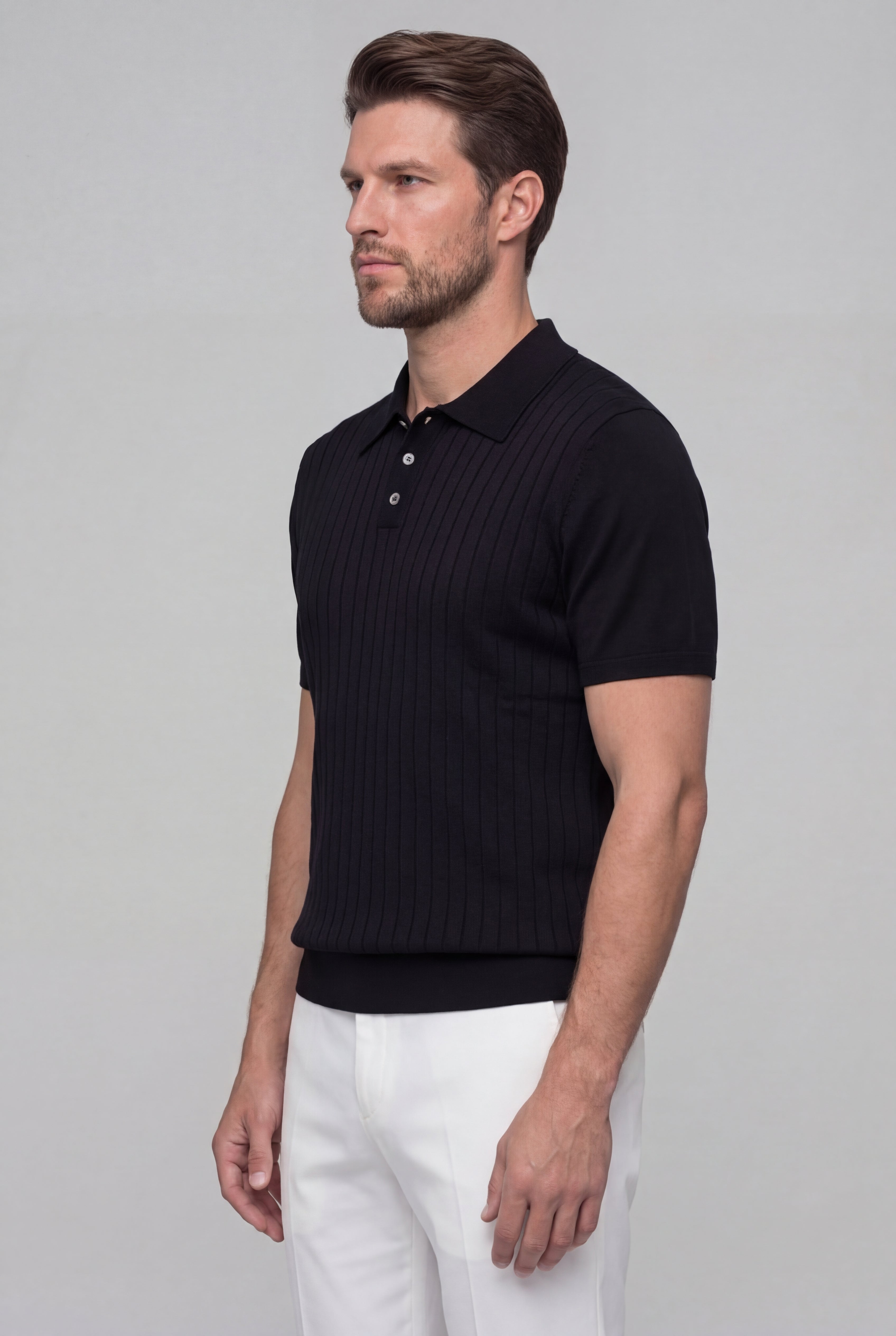 SERANO KNIT POLO SHIRT – BLACK