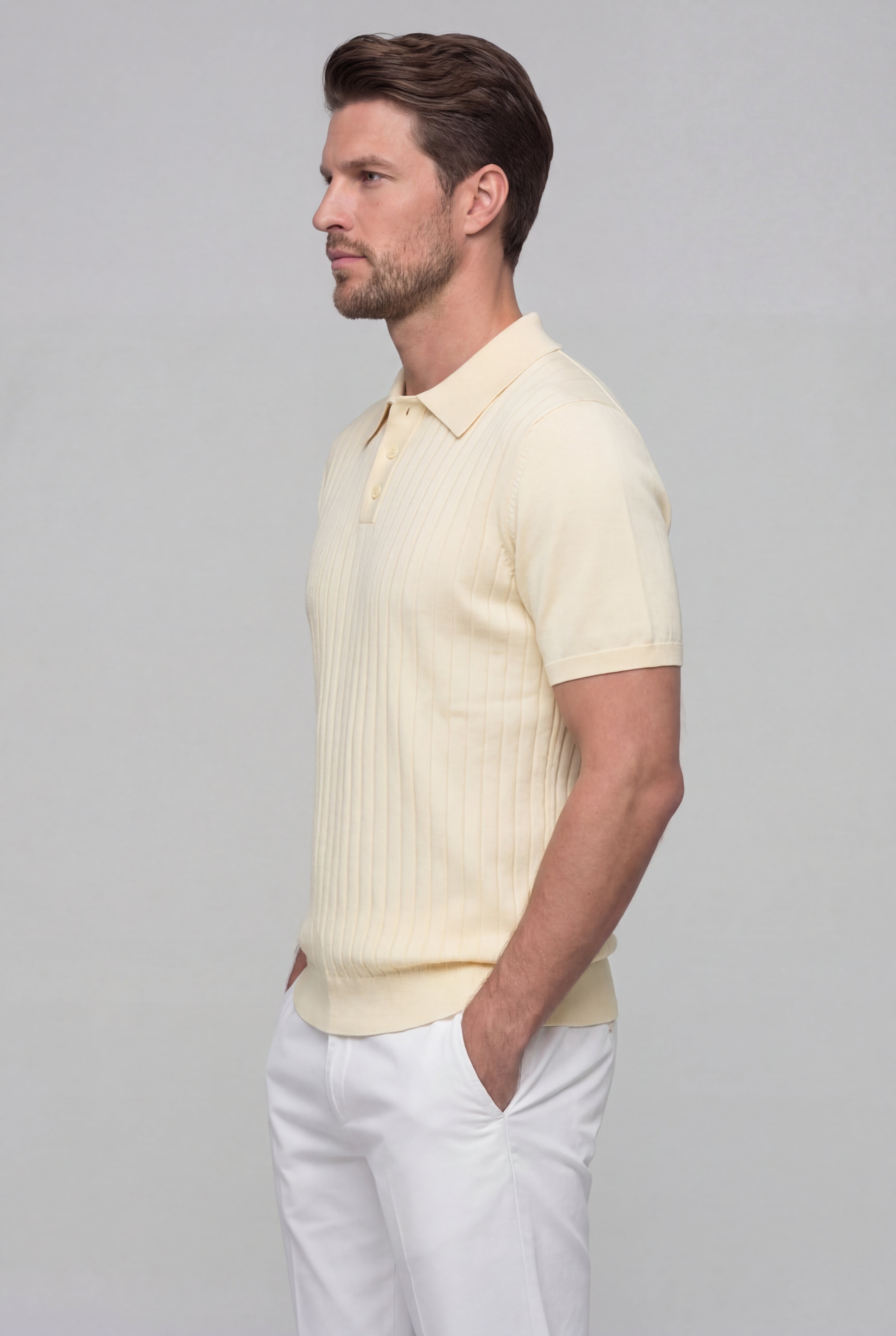 SERANO KNIT POLO SHIRT – MILKY WHITE