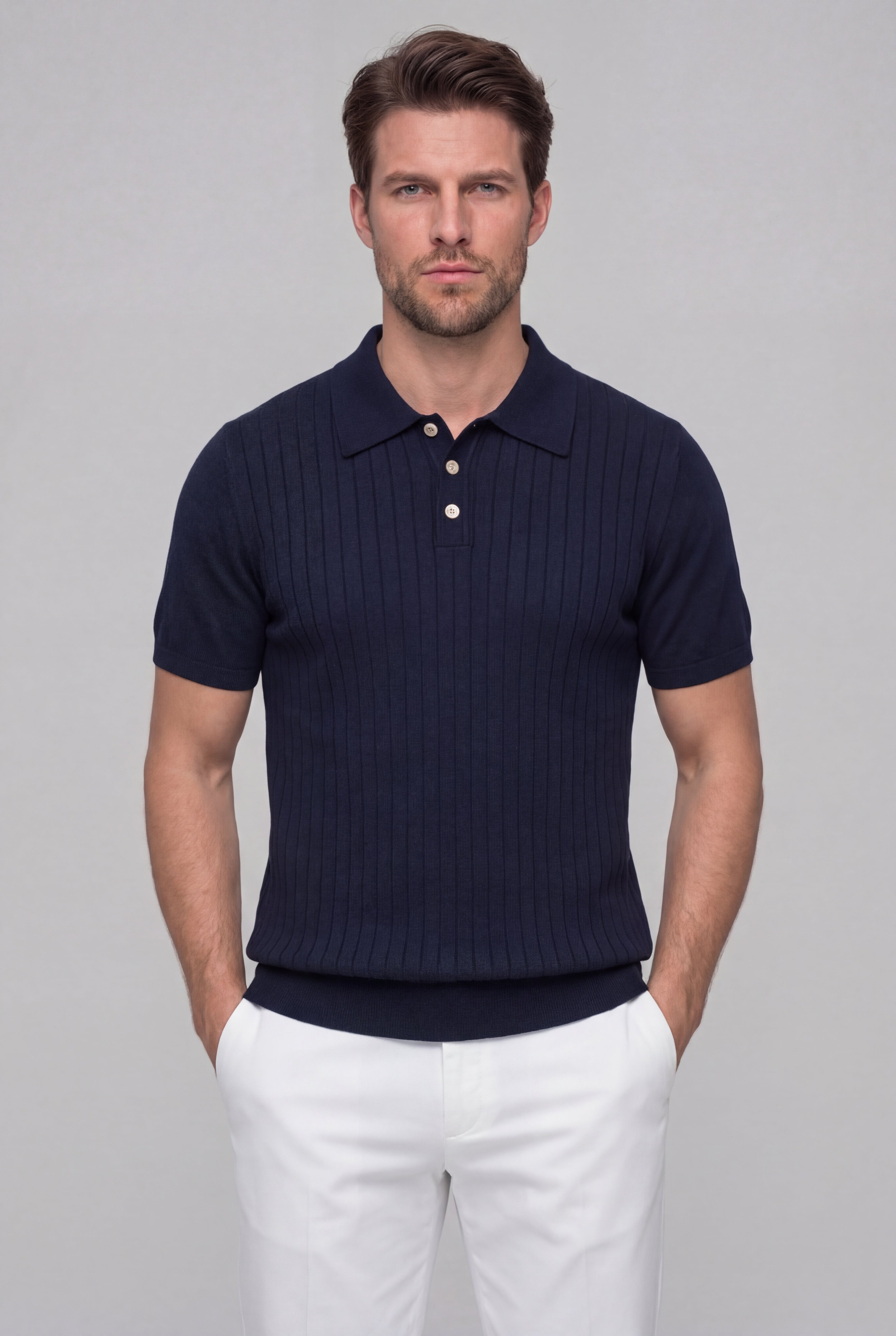 SERANO KNIT POLO SHIRT – NAVY