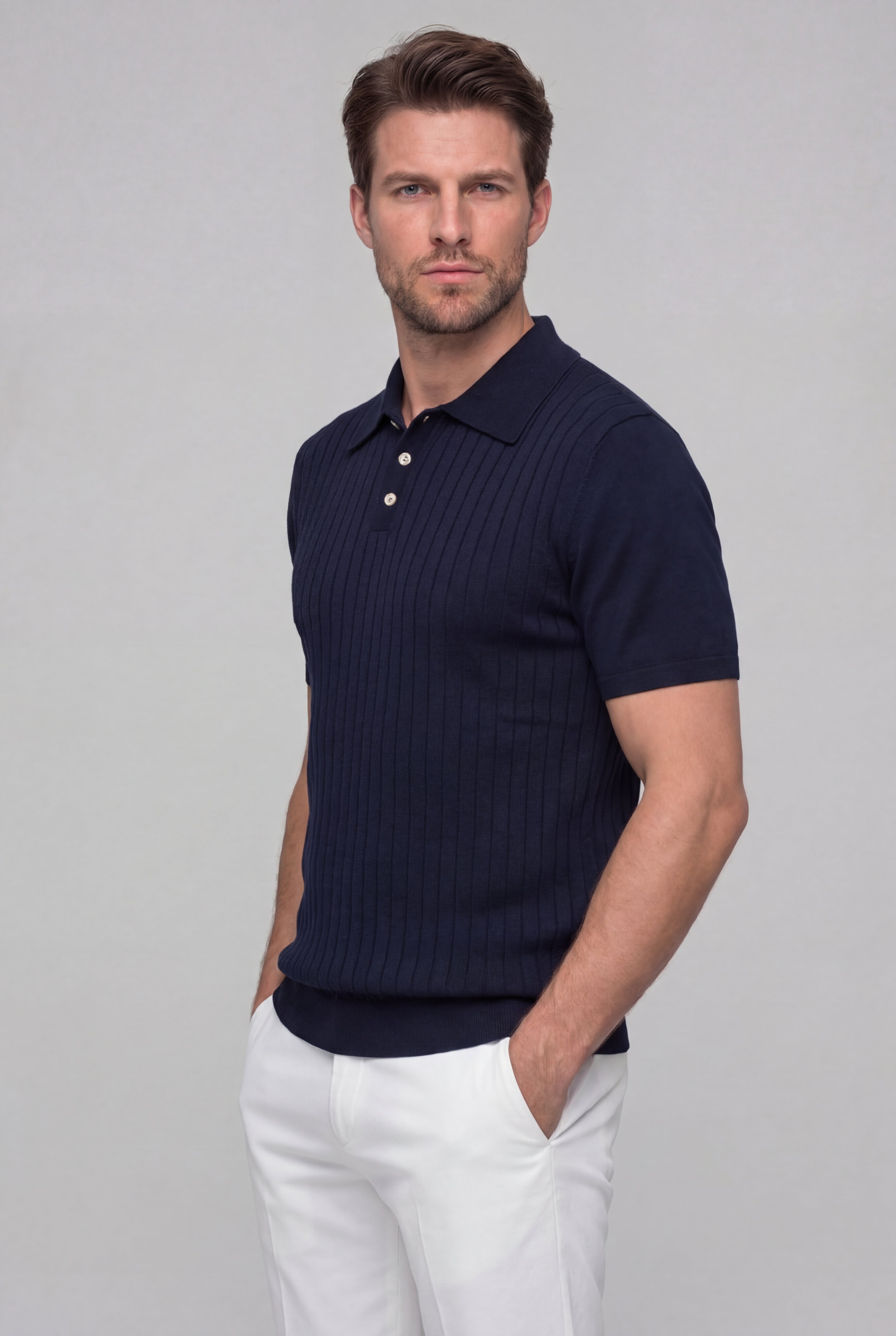 SERANO KNIT POLO SHIRT – NAVY