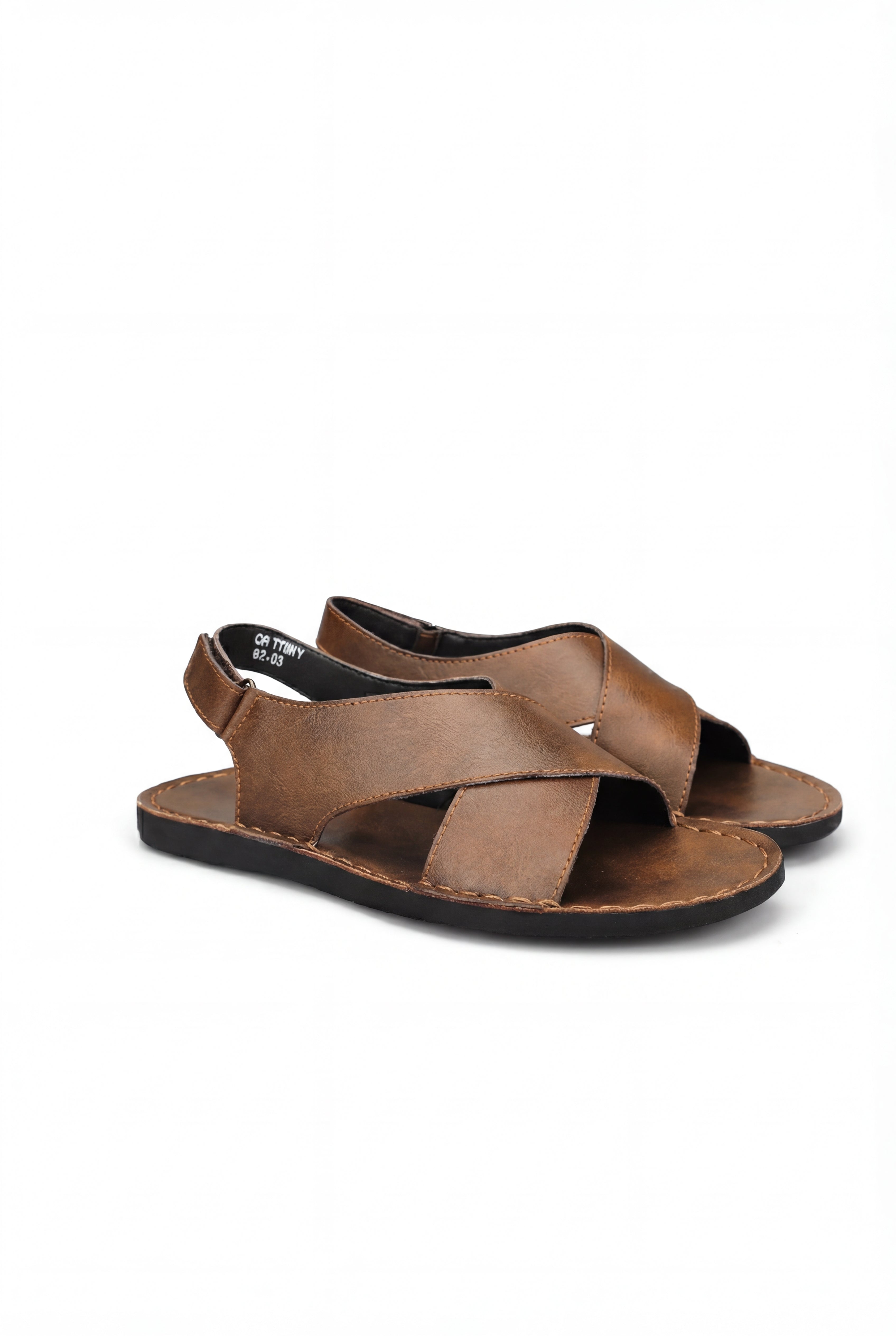 SEVARO CROSS STRAP SANDALS – BROWN