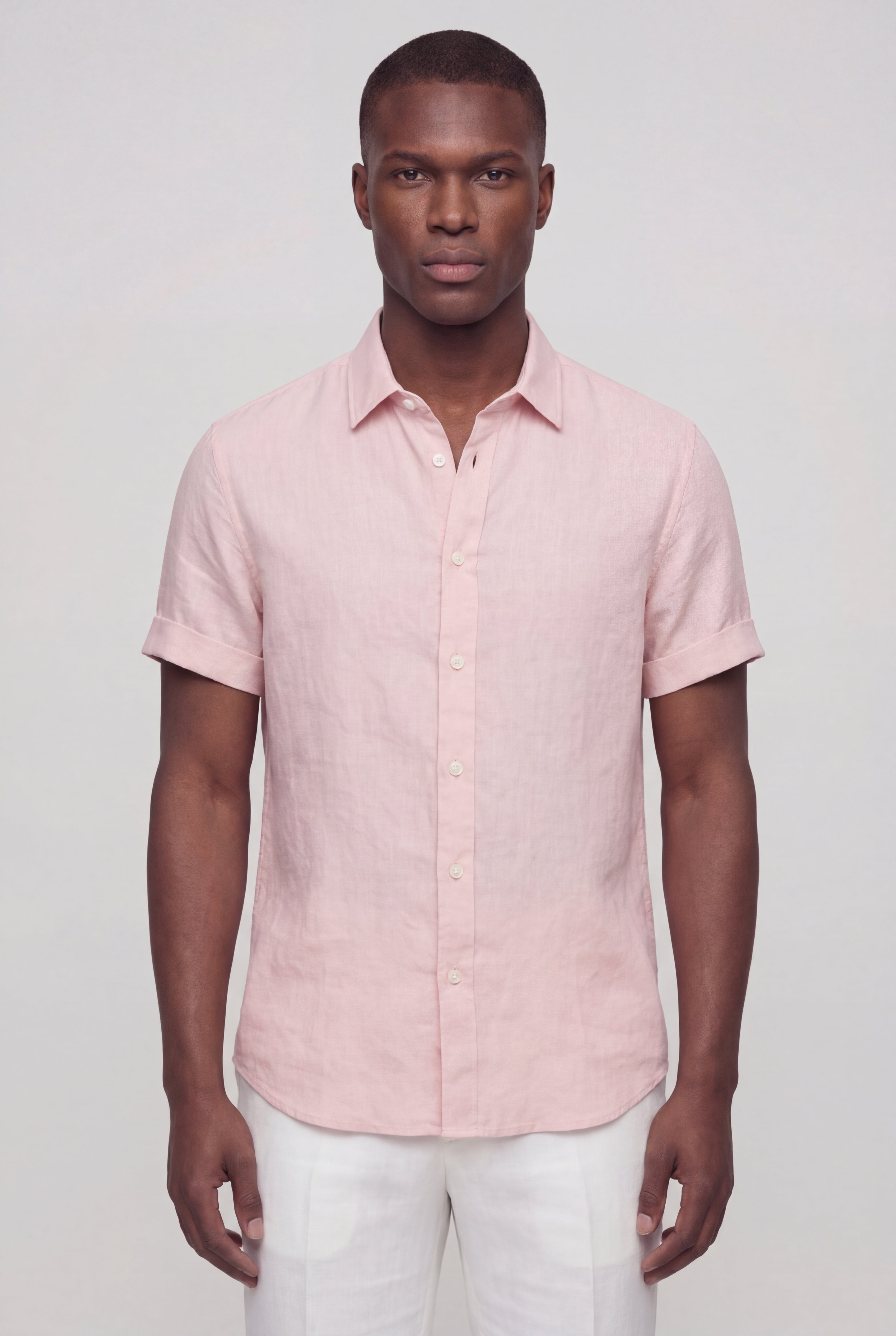 SOLARO LINEN SHORT SLEEVE SHIRT – PINK