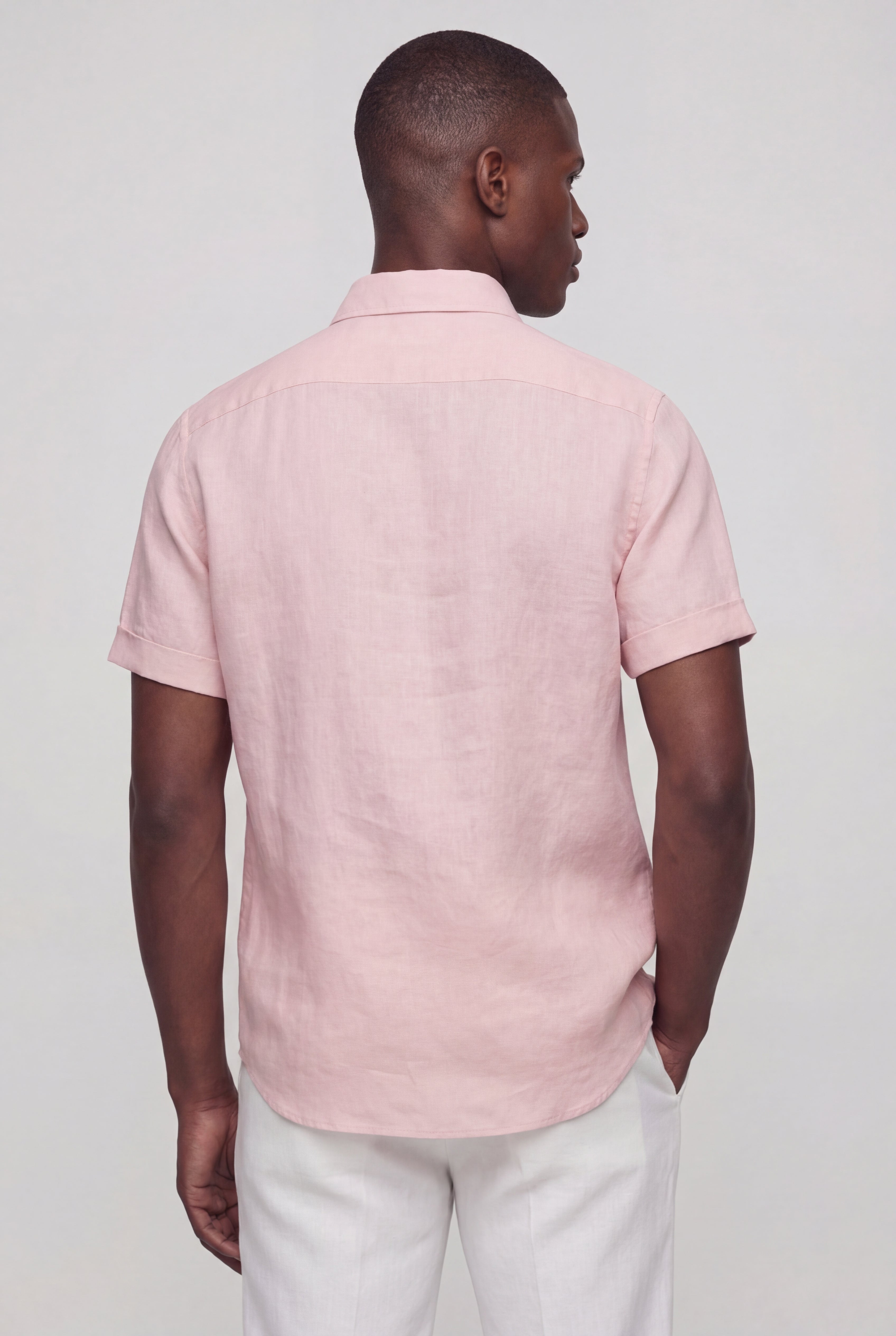 SOLARO LINEN SHORT SLEEVE SHIRT – PINK