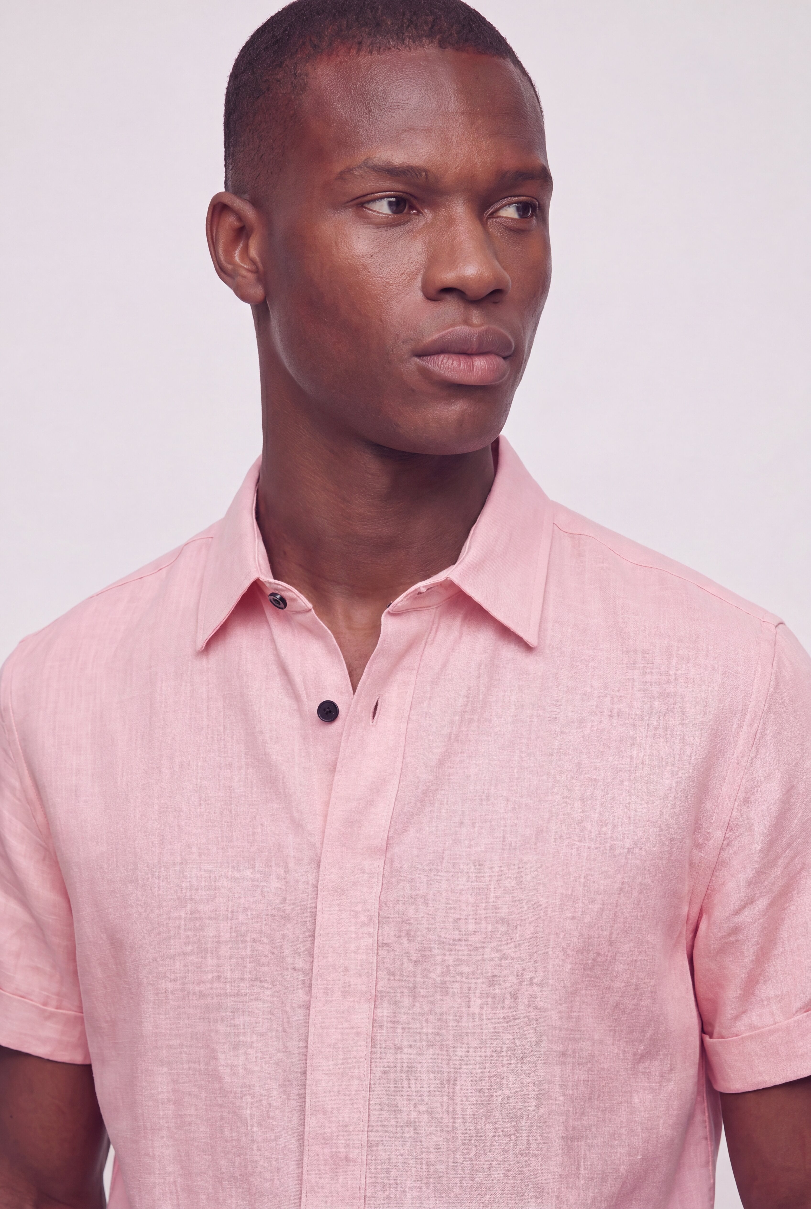 SOLARO LINEN SHORT SLEEVE SHIRT – PINK