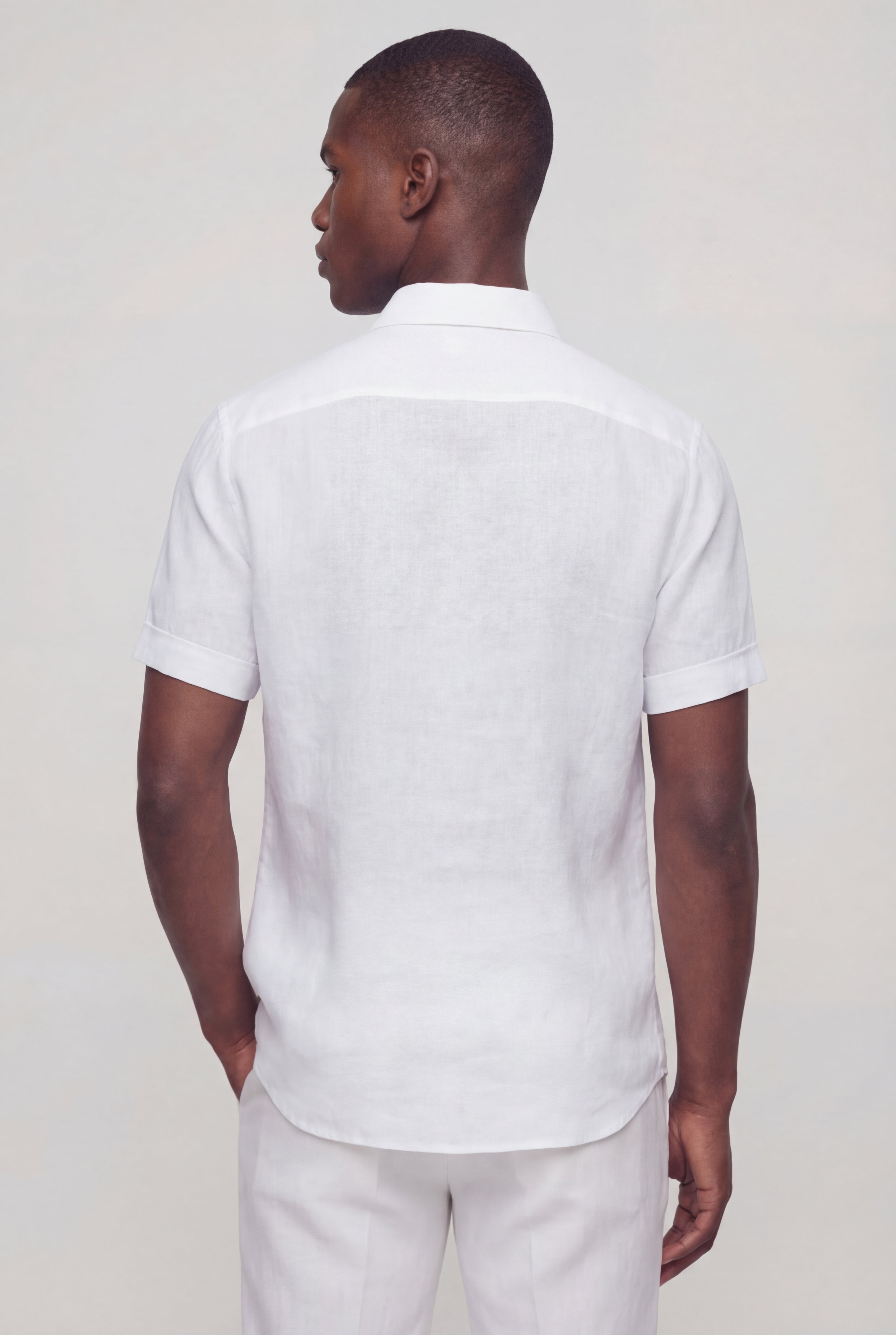 SOLARO LINEN SHORT SLEEVE SHIRT – WHITE