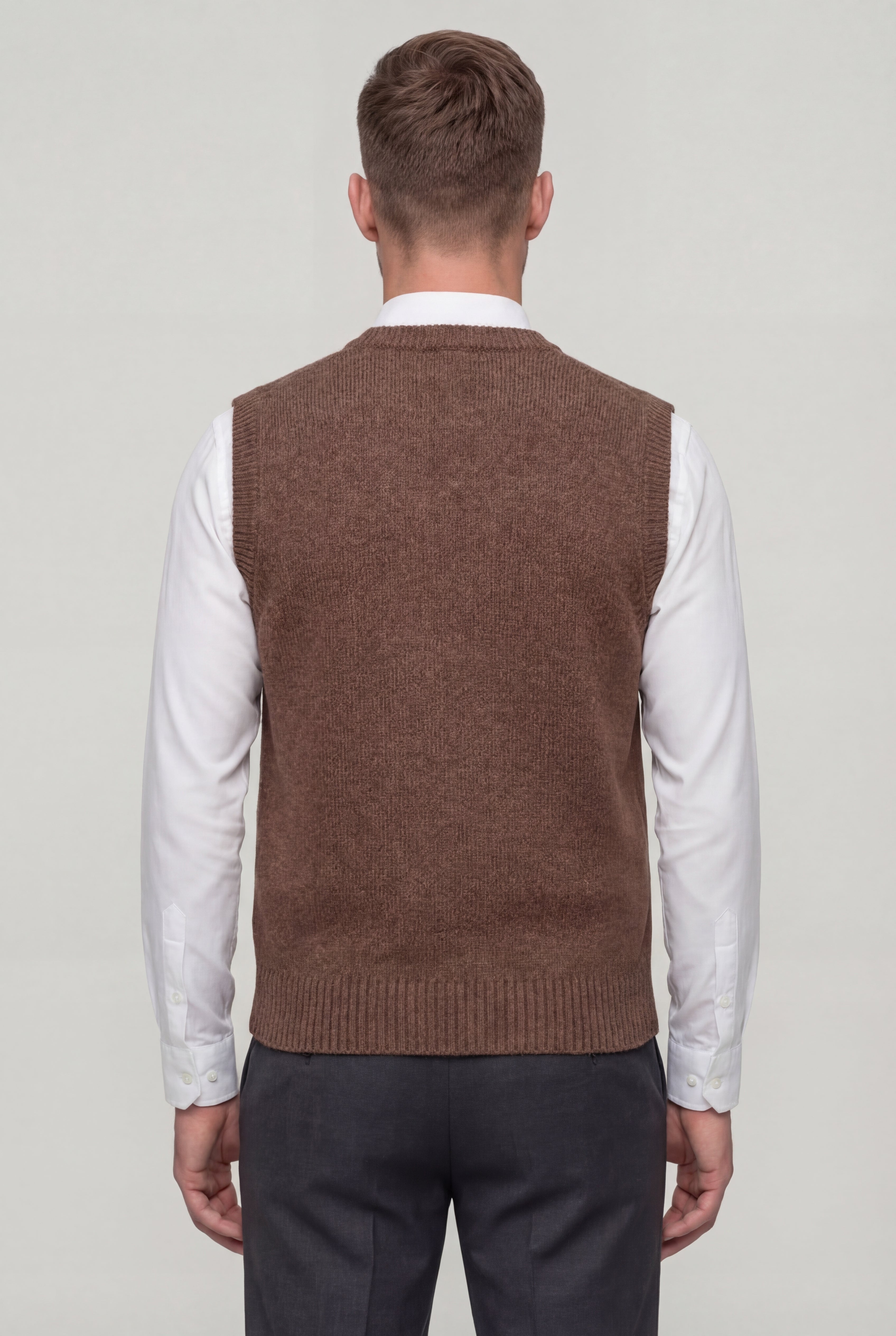 SOLVARO KNIT SWEATER VEST - BROWN