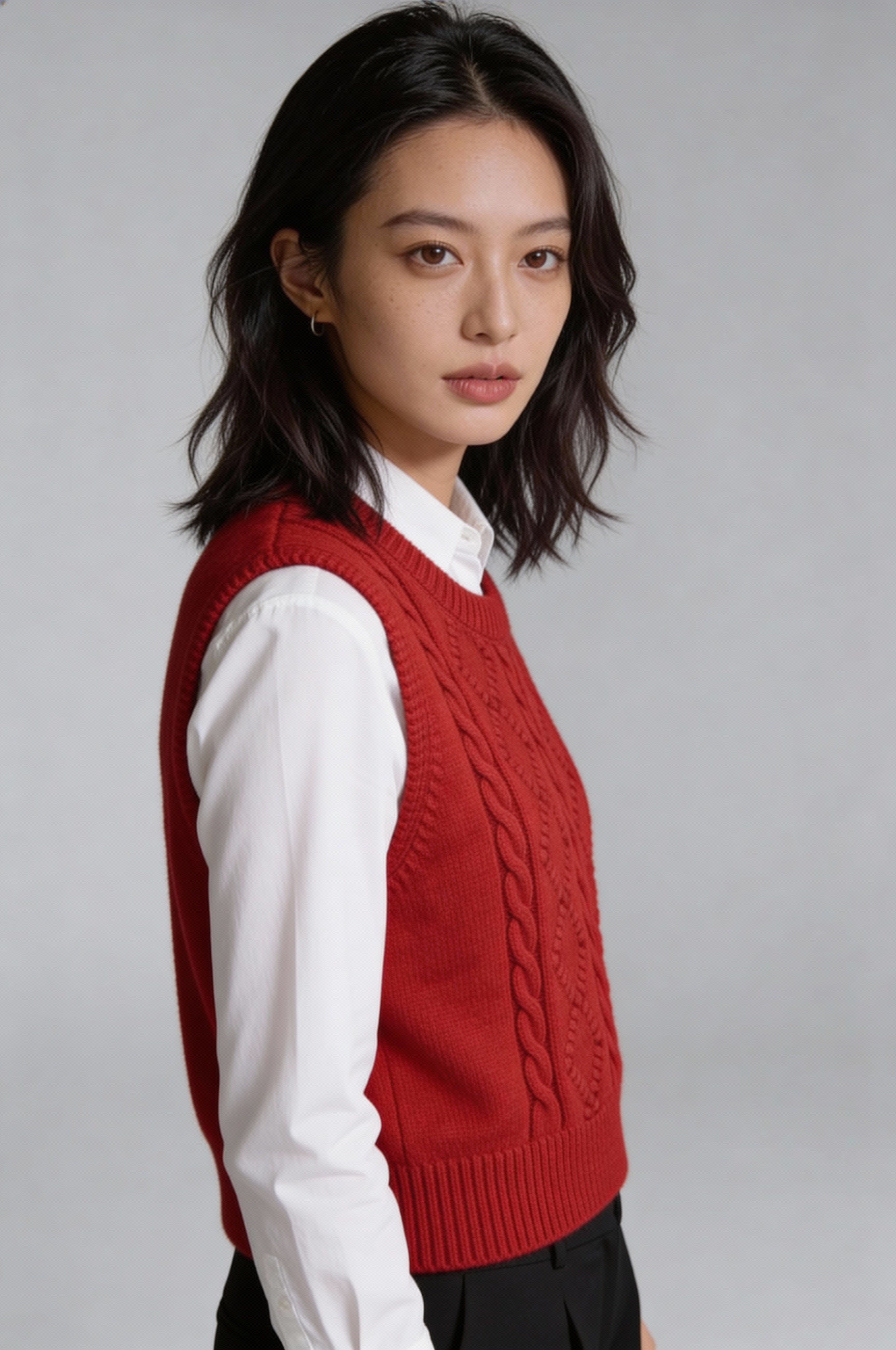 SORENZA CABLE KNIT VEST – RED