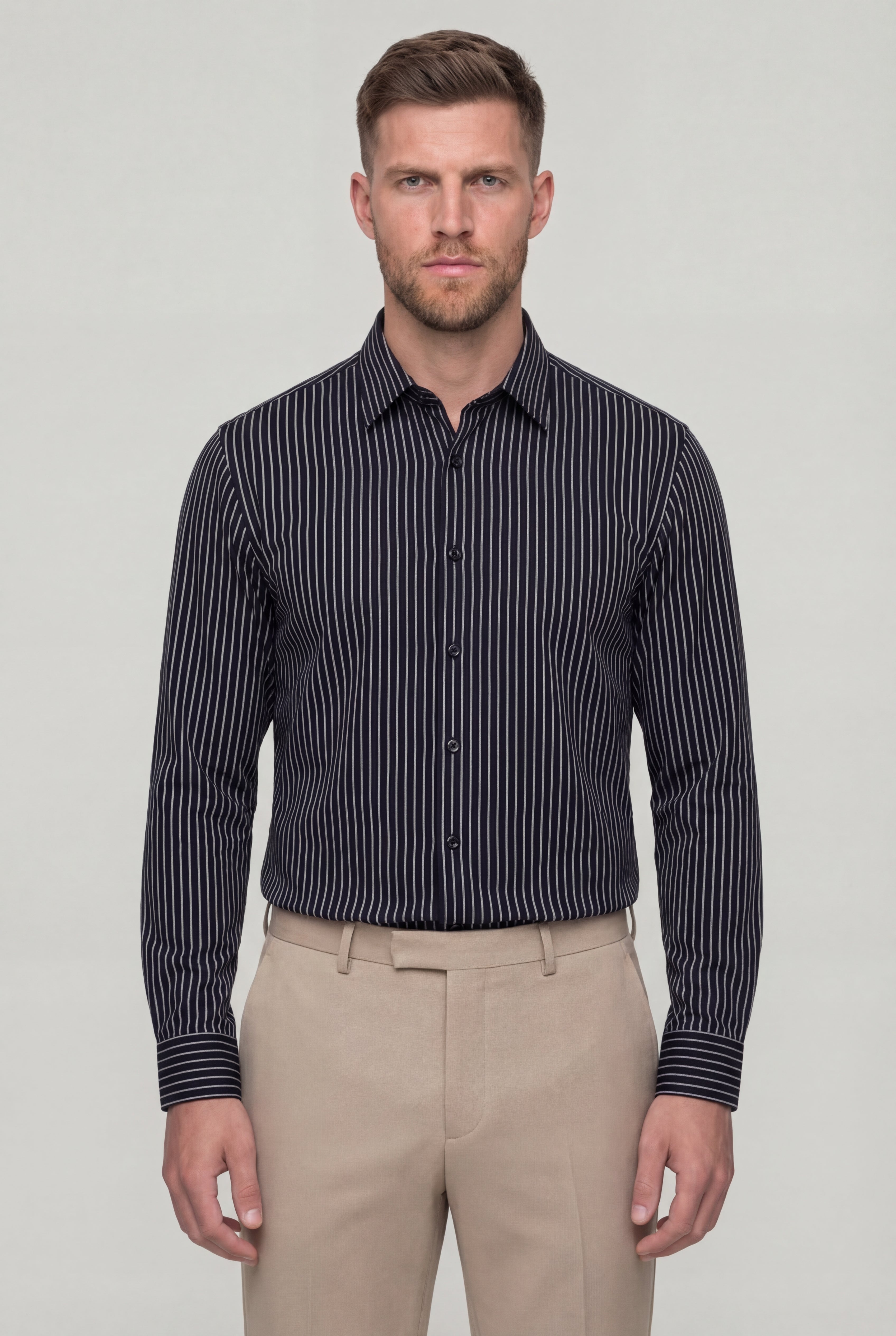 STRAVEN STRIPED SHIRT – BLACK