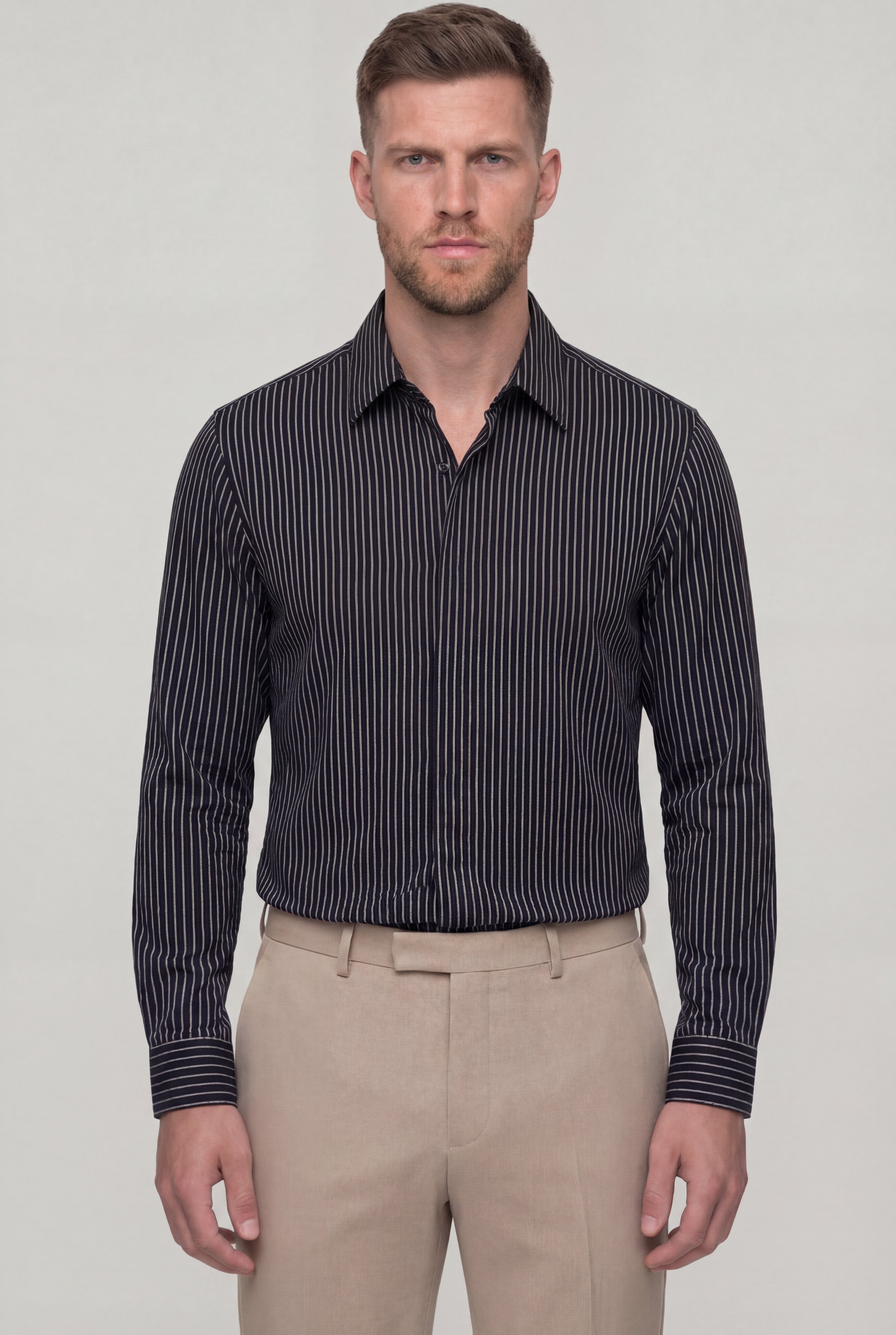 STRAVEN STRIPED SHIRT – BLACK