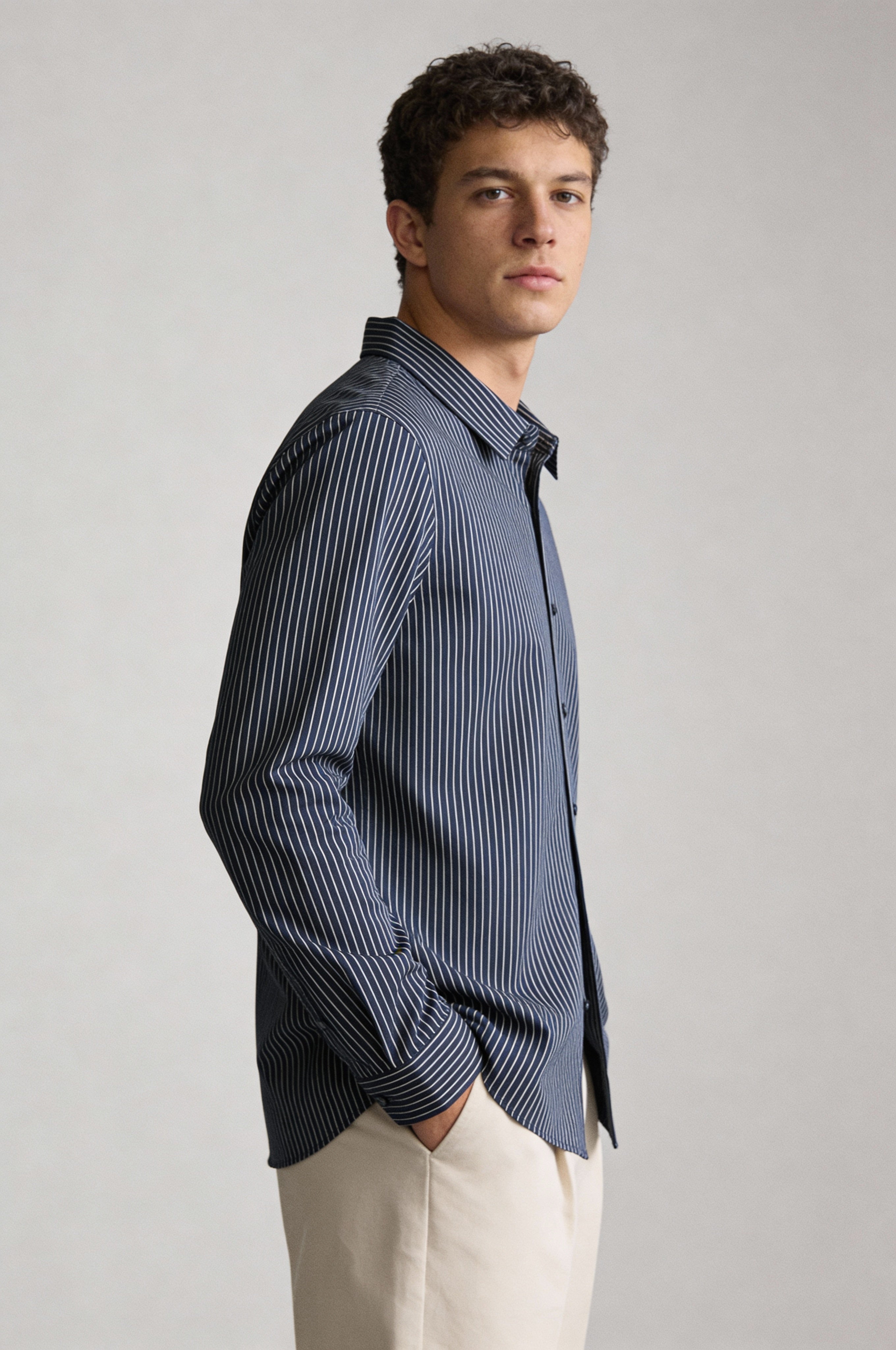 STRAVEN STRIPED SHIRT – NAVY