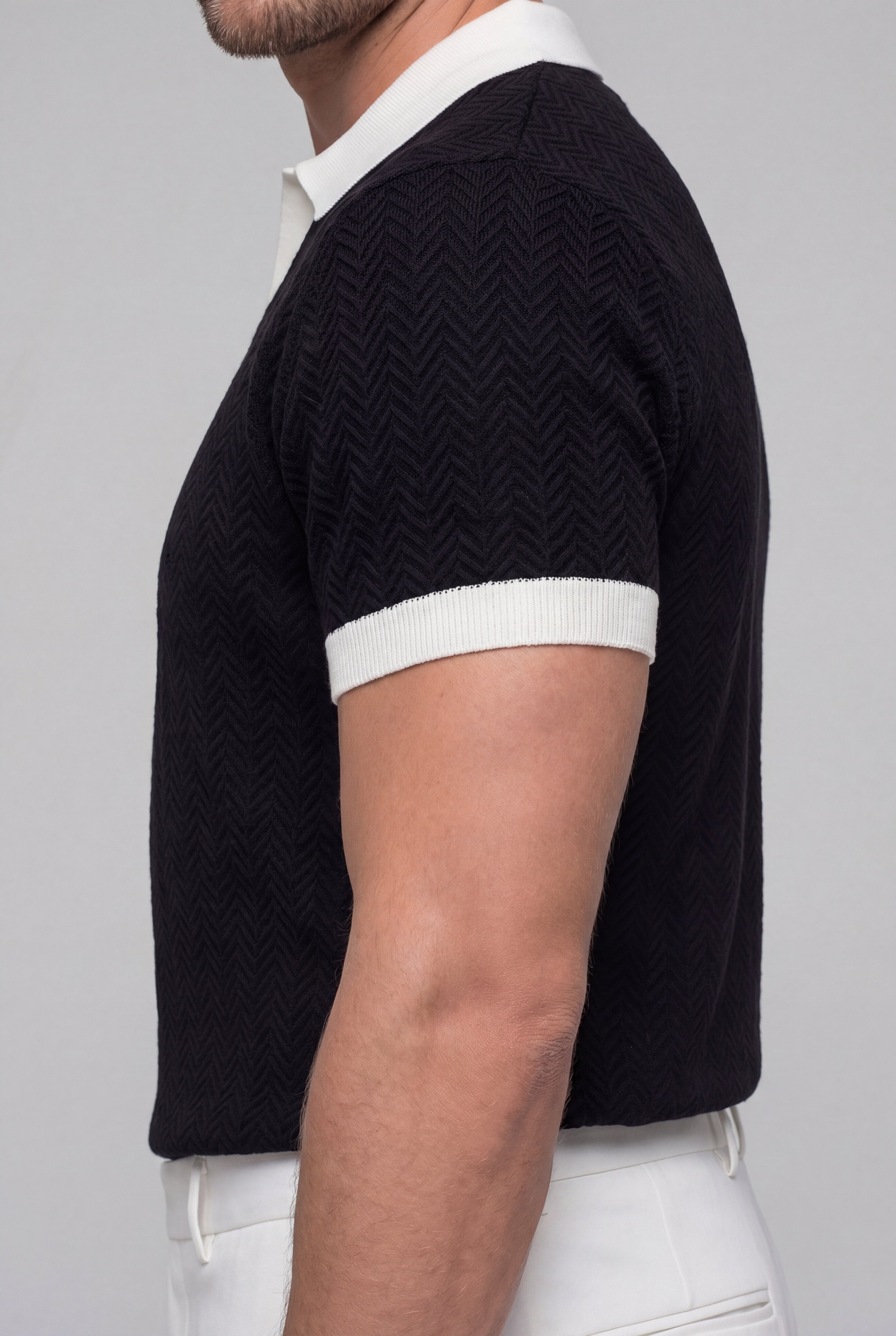 STRIDE TEXTURED POLO - BLACK