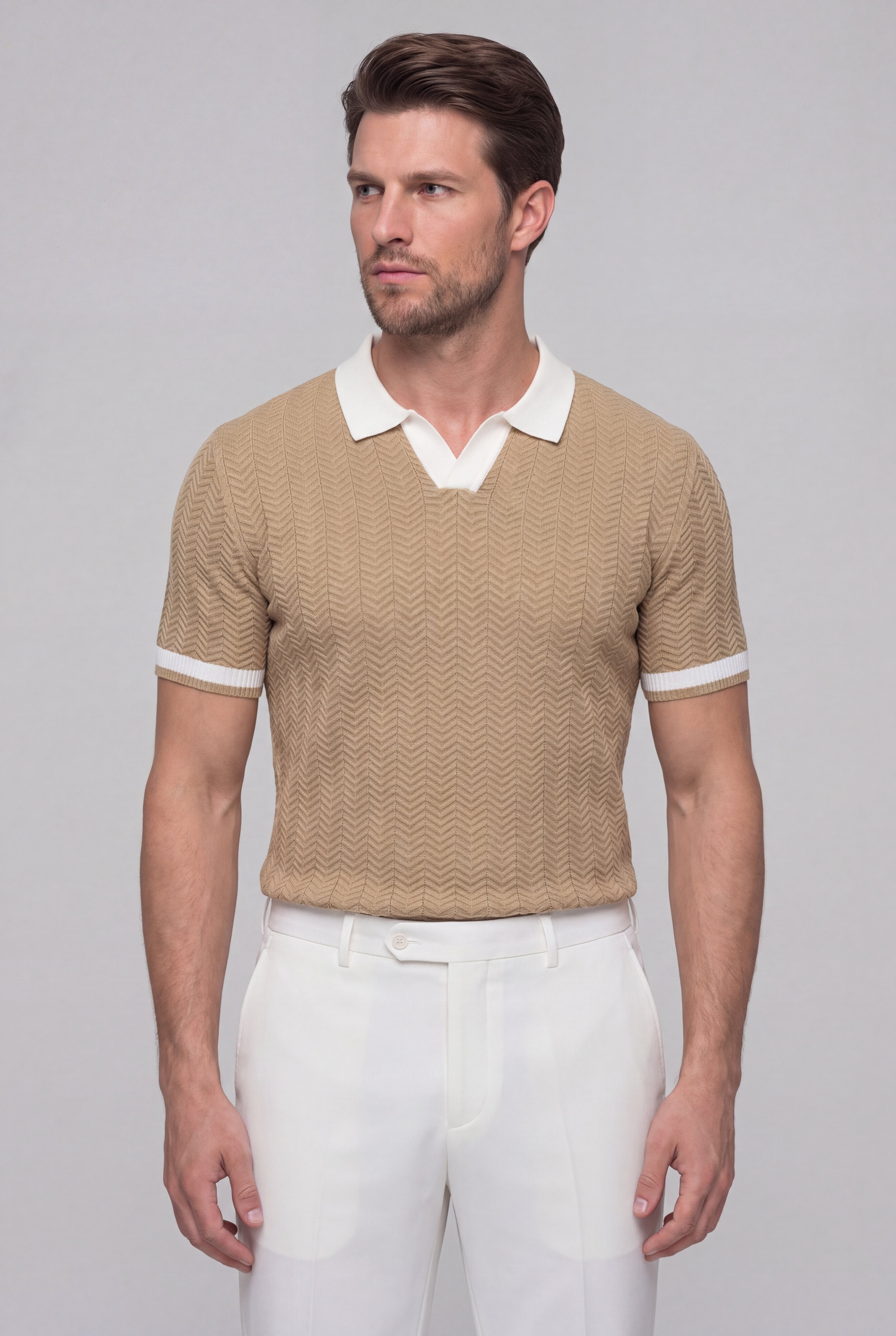 STRIDE TEXTURED POLO - KHAKI