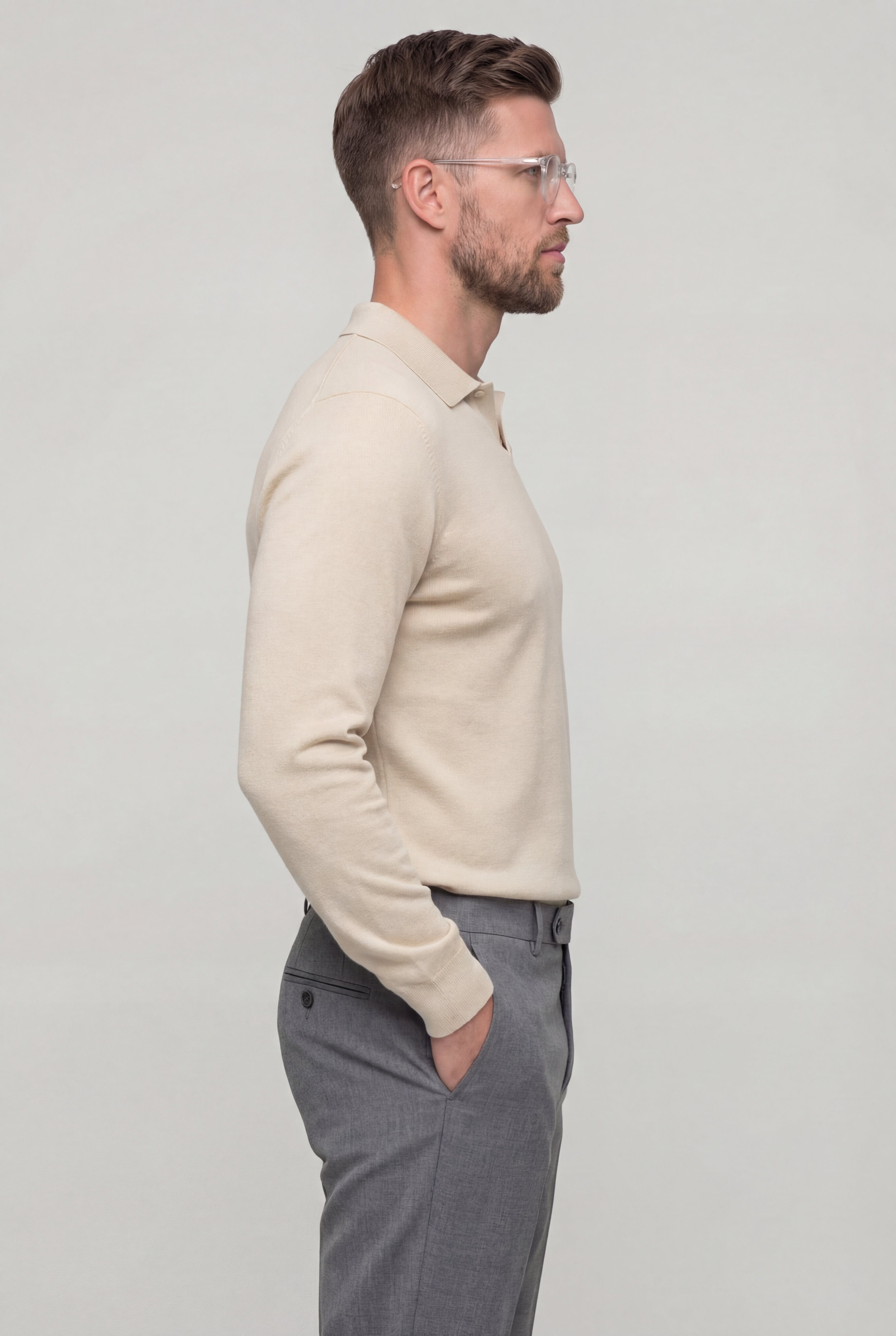 TALREN LONG SLEEVE POLO SHIRT – BEIGE