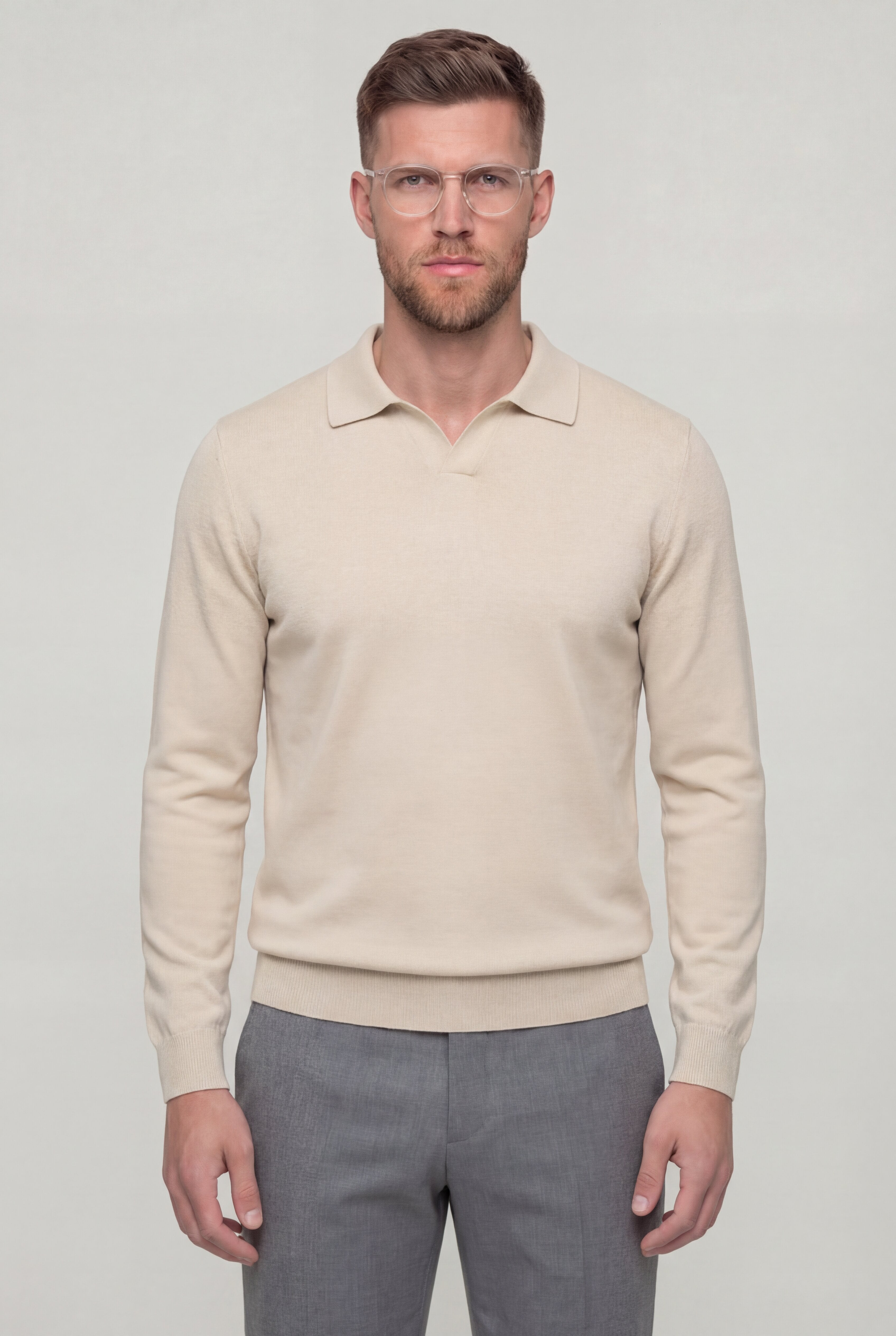 TALREN LONG SLEEVE POLO SHIRT – BEIGE
