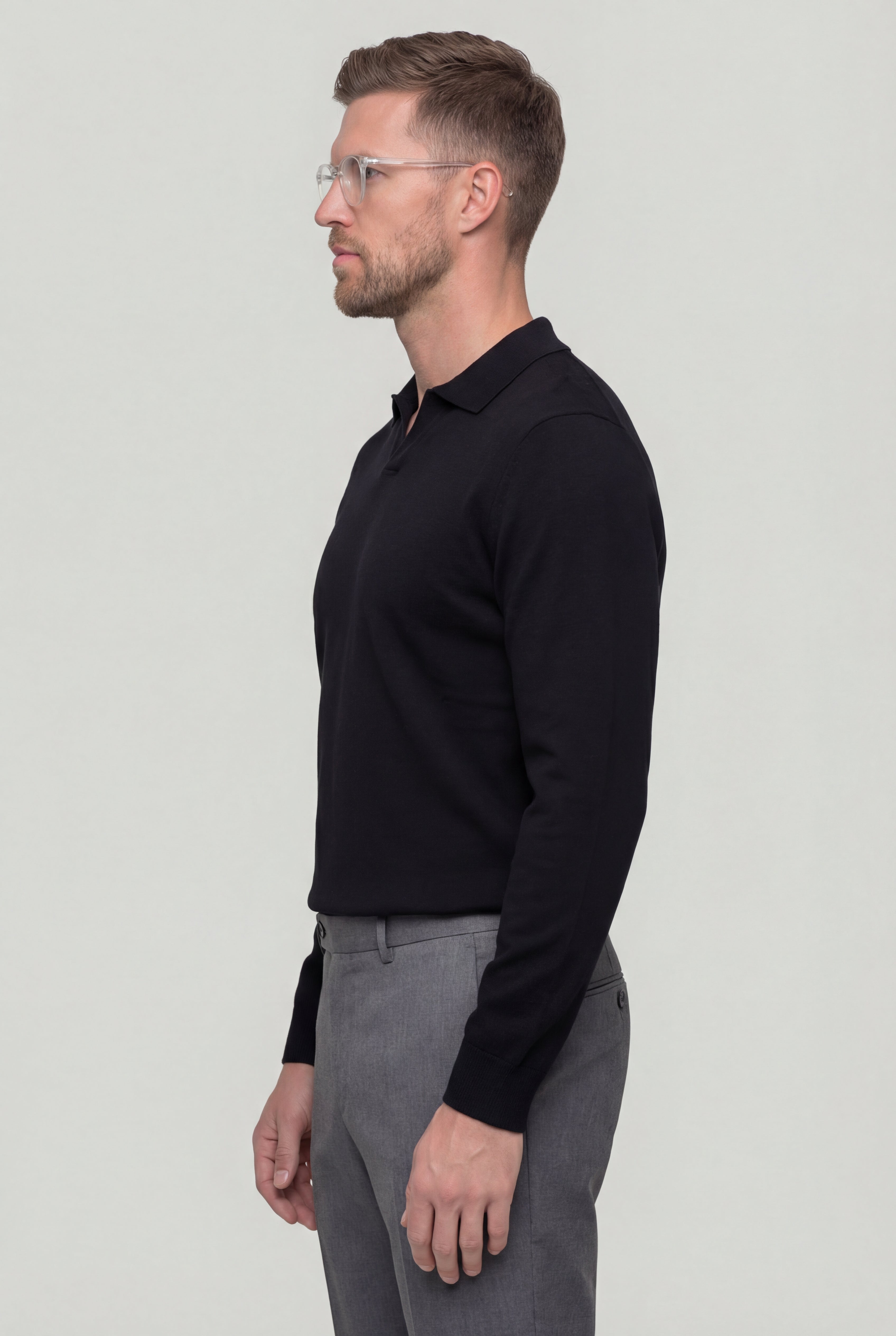 TALREN LONG SLEEVE POLO SHIRT – BLACK
