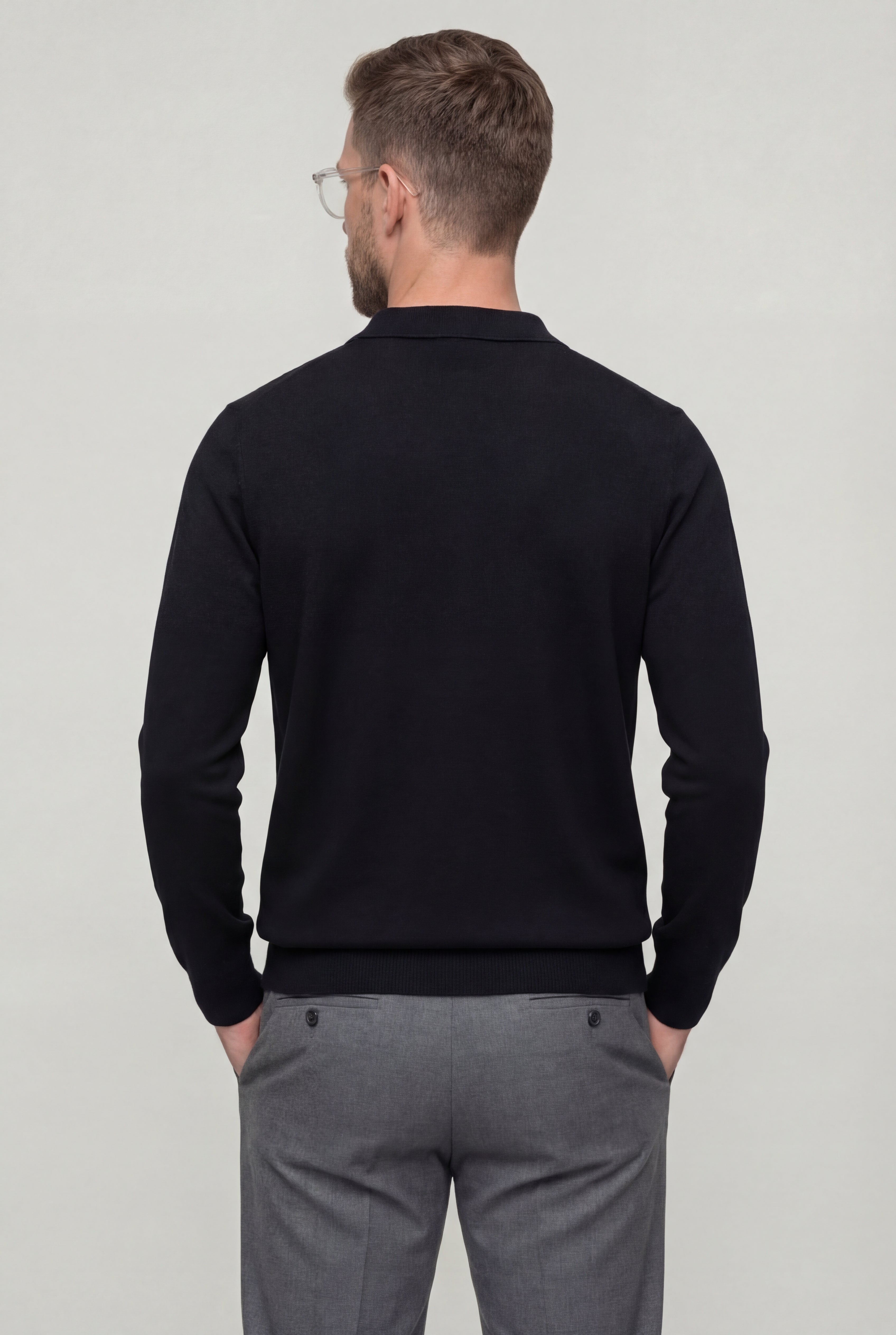TALREN LONG SLEEVE POLO SHIRT – BLACK