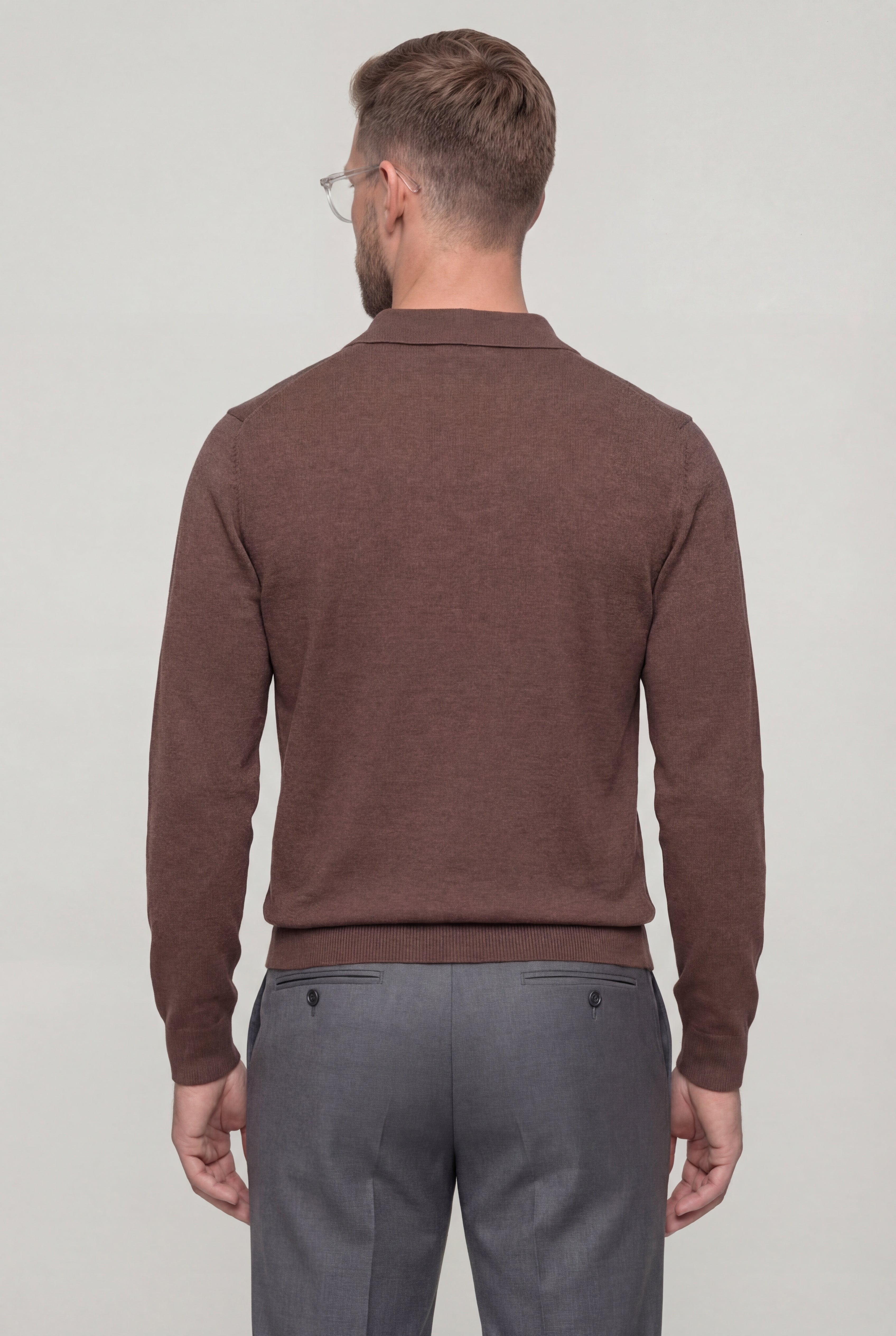 TALREN LONG SLEEVE POLO SHIRT – LIGHT COFFEE