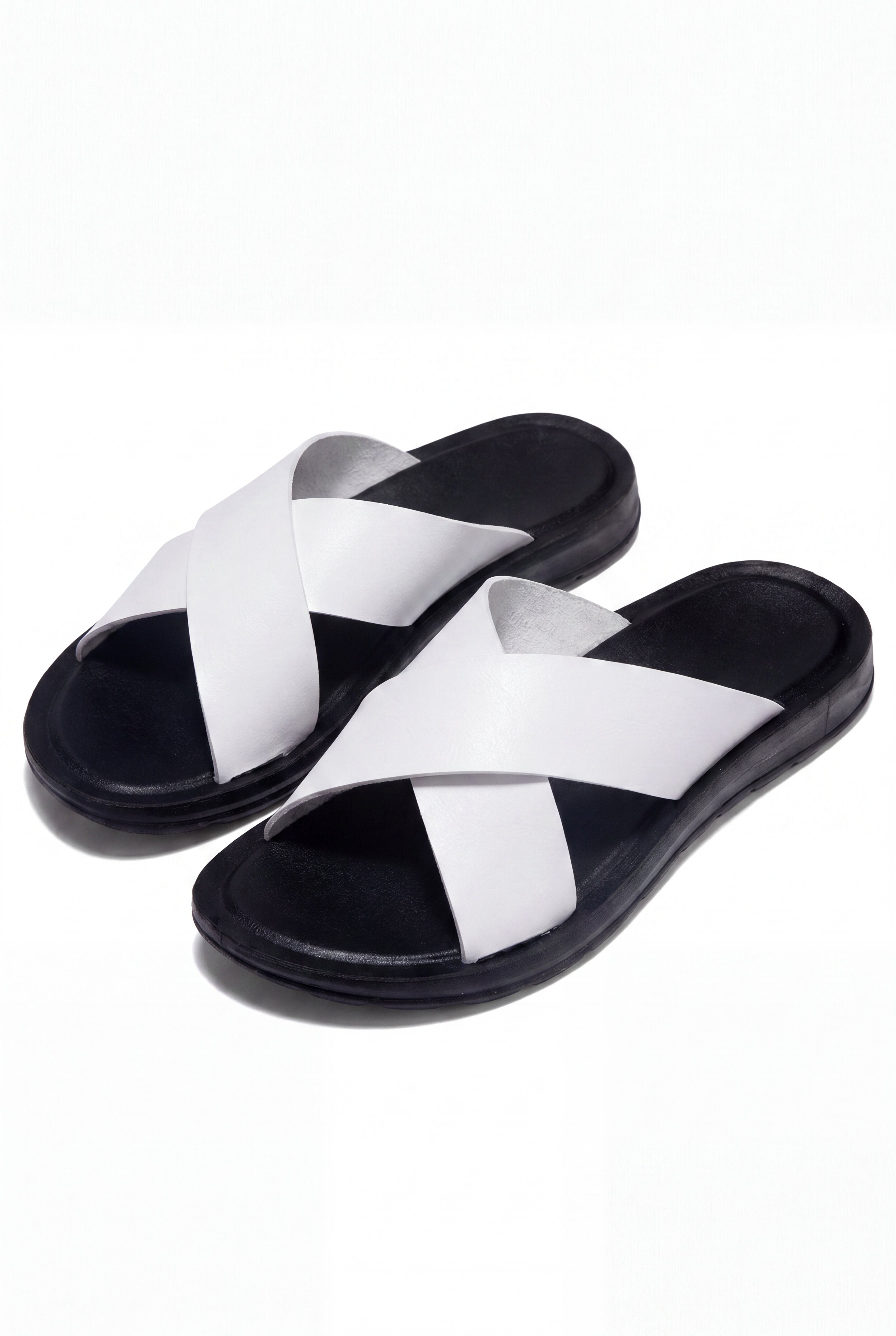 TAVERNO CROSS STRAP SANDALS – WHITE
