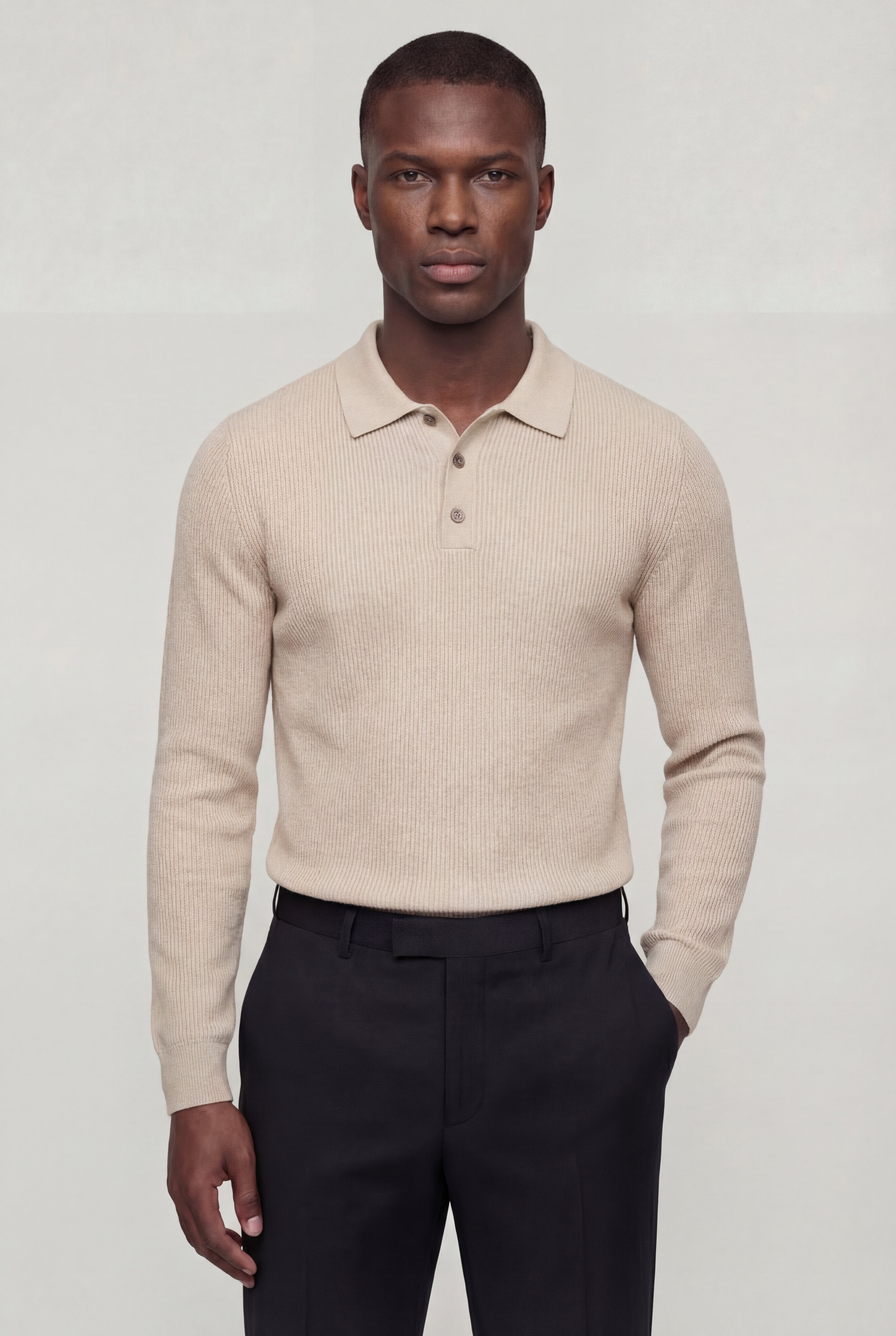 TORVAN KNIT POLO – BEIGE