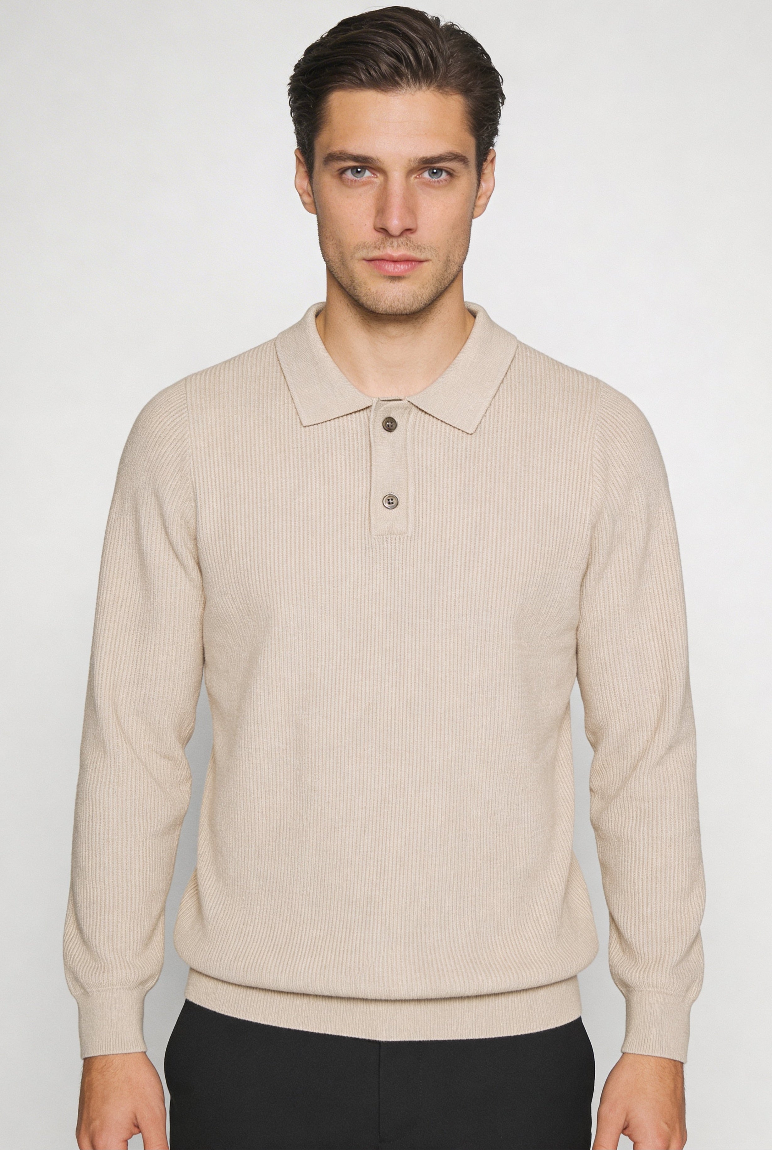 TORVAN KNIT POLO – BEIGE