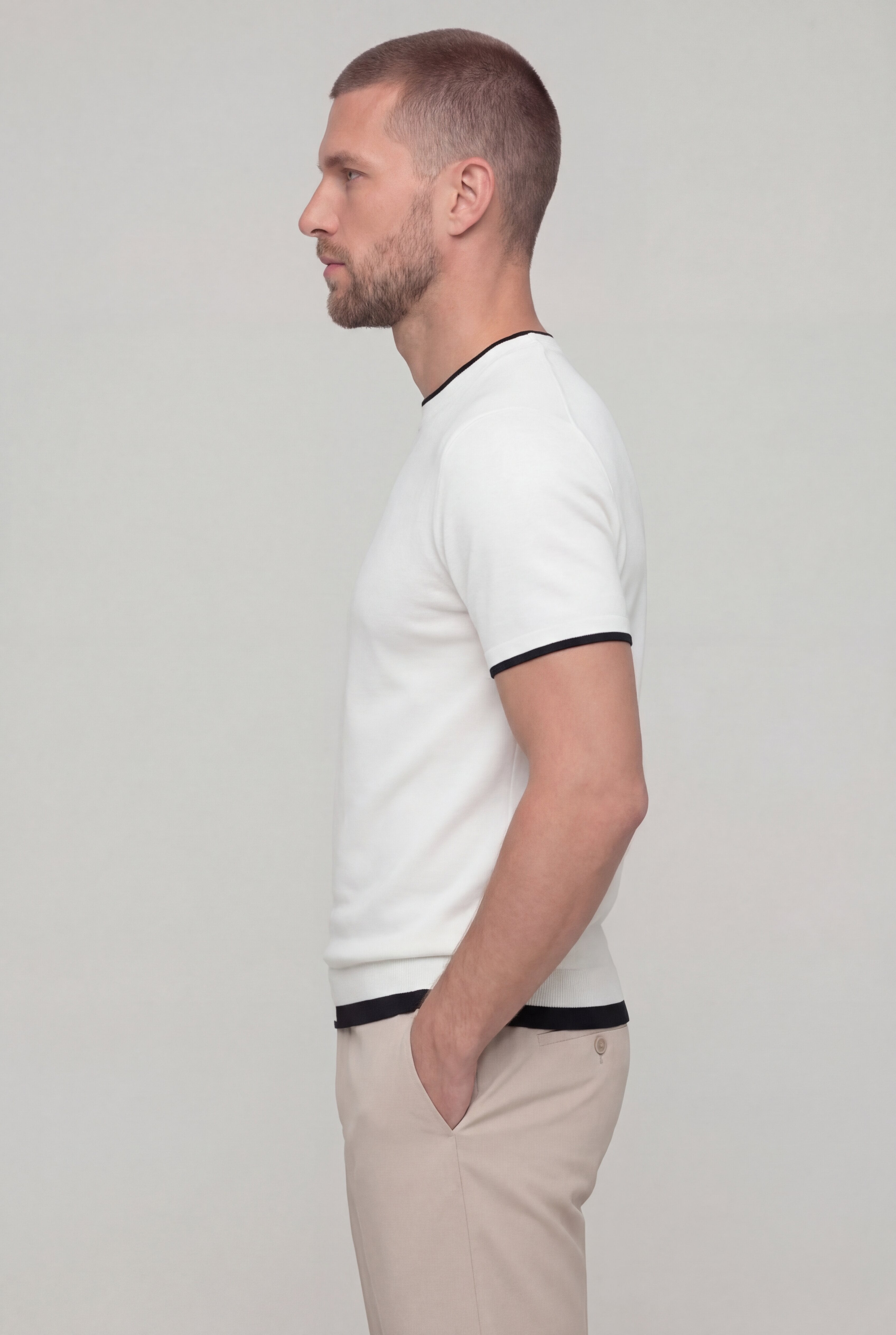 TREVANO CONTRAST TRIM T-SHIRT – WHITE