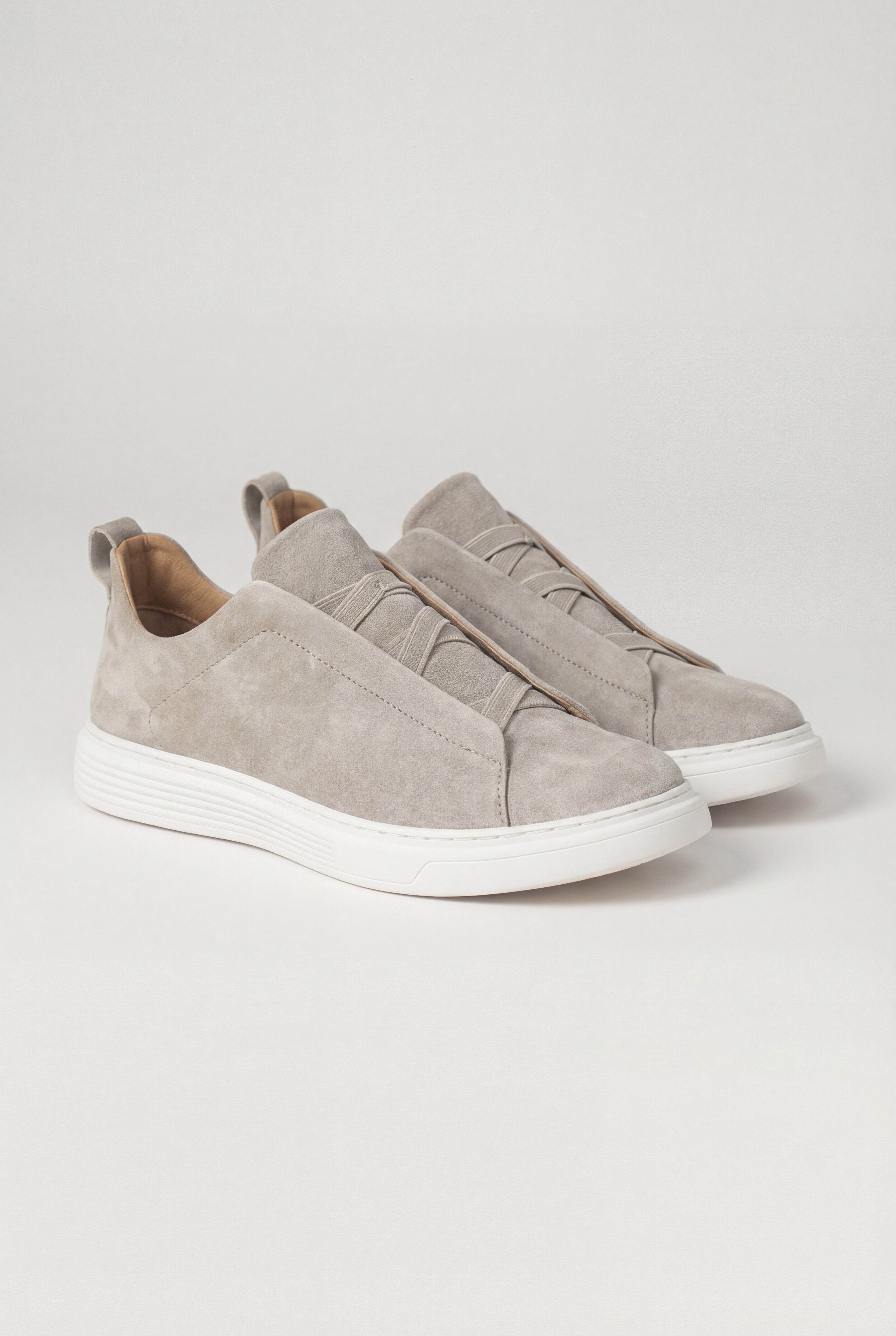 TREVIANO SUEDE SLIP-ON SNEAKERS – BEIGE