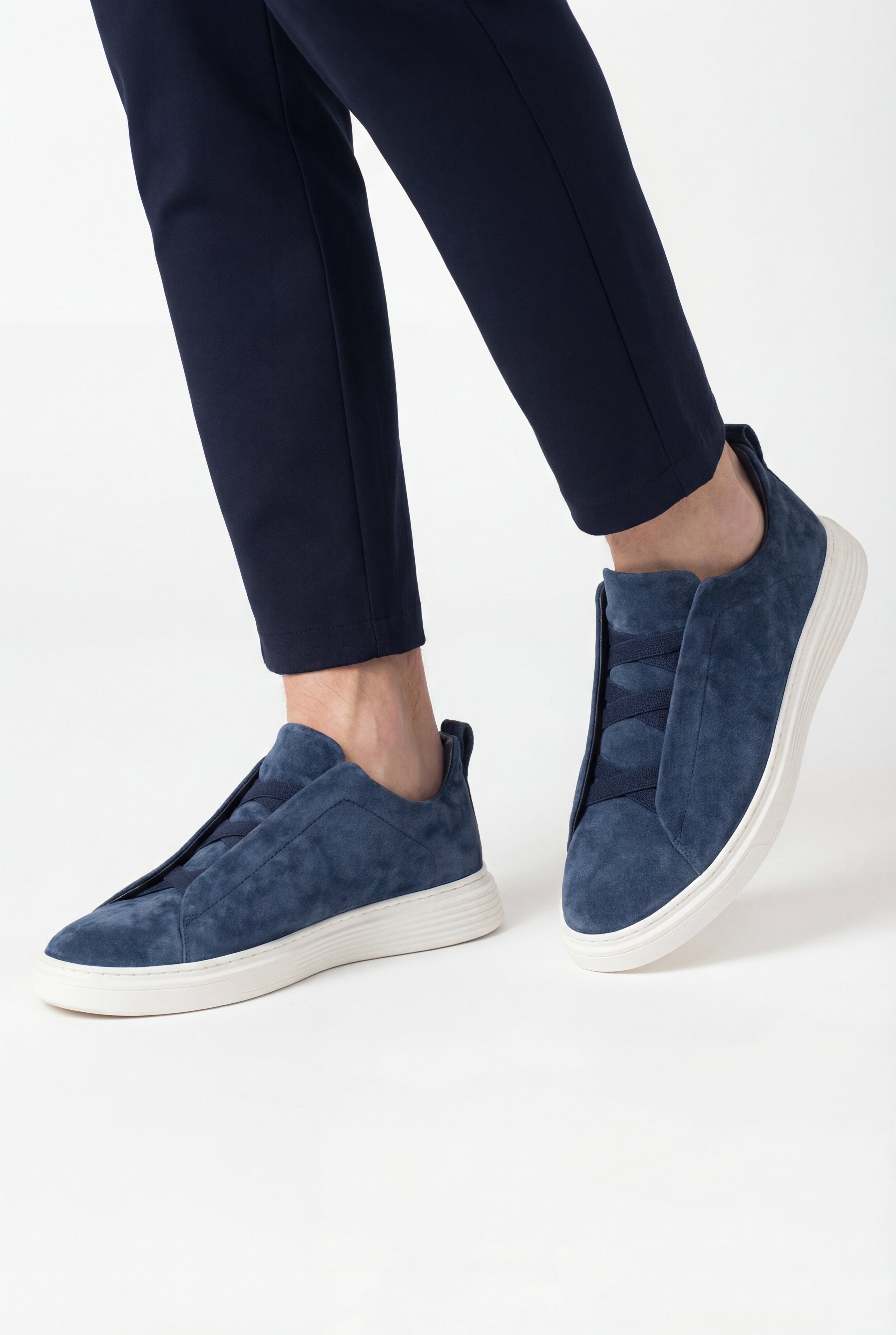TREVIANO SUEDE SLIP-ON SNEAKERS – NAVY