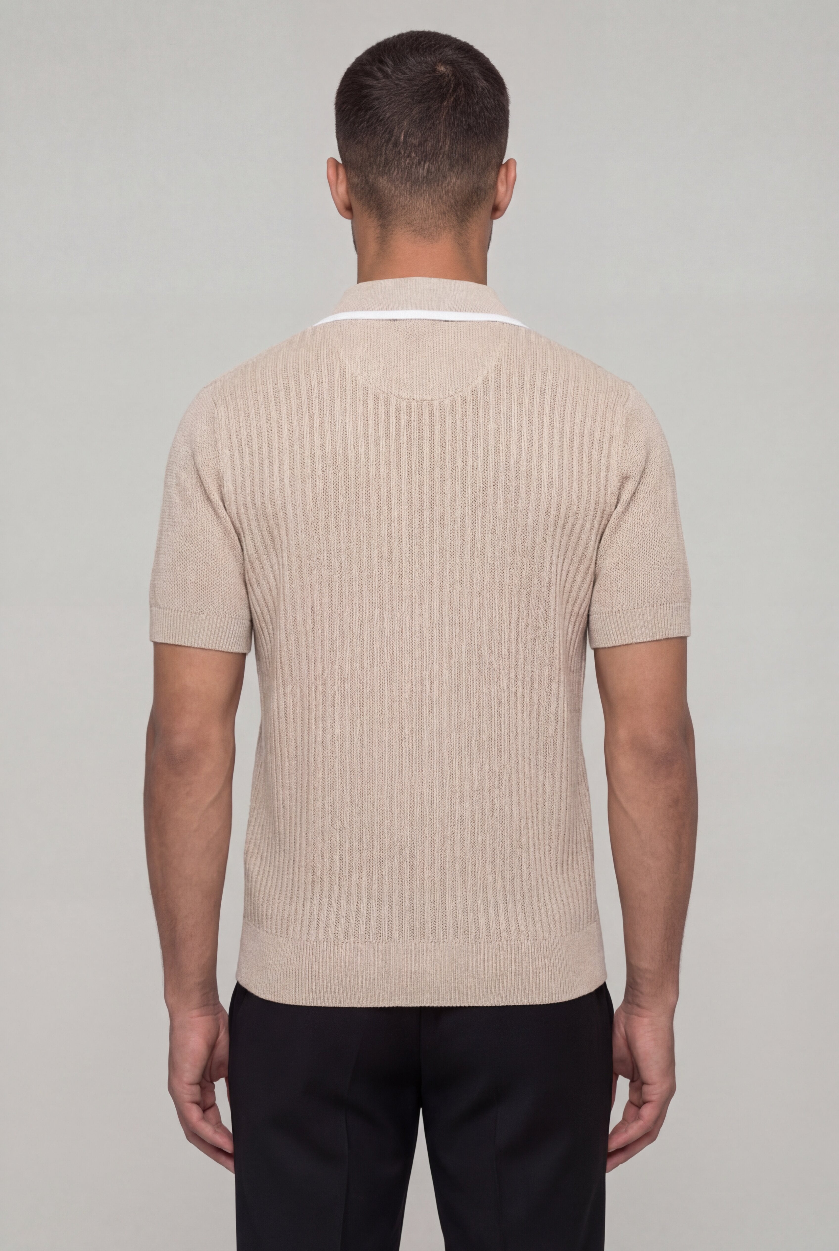 TREVIO TEXTURED POLO SHIRT – BEIGE