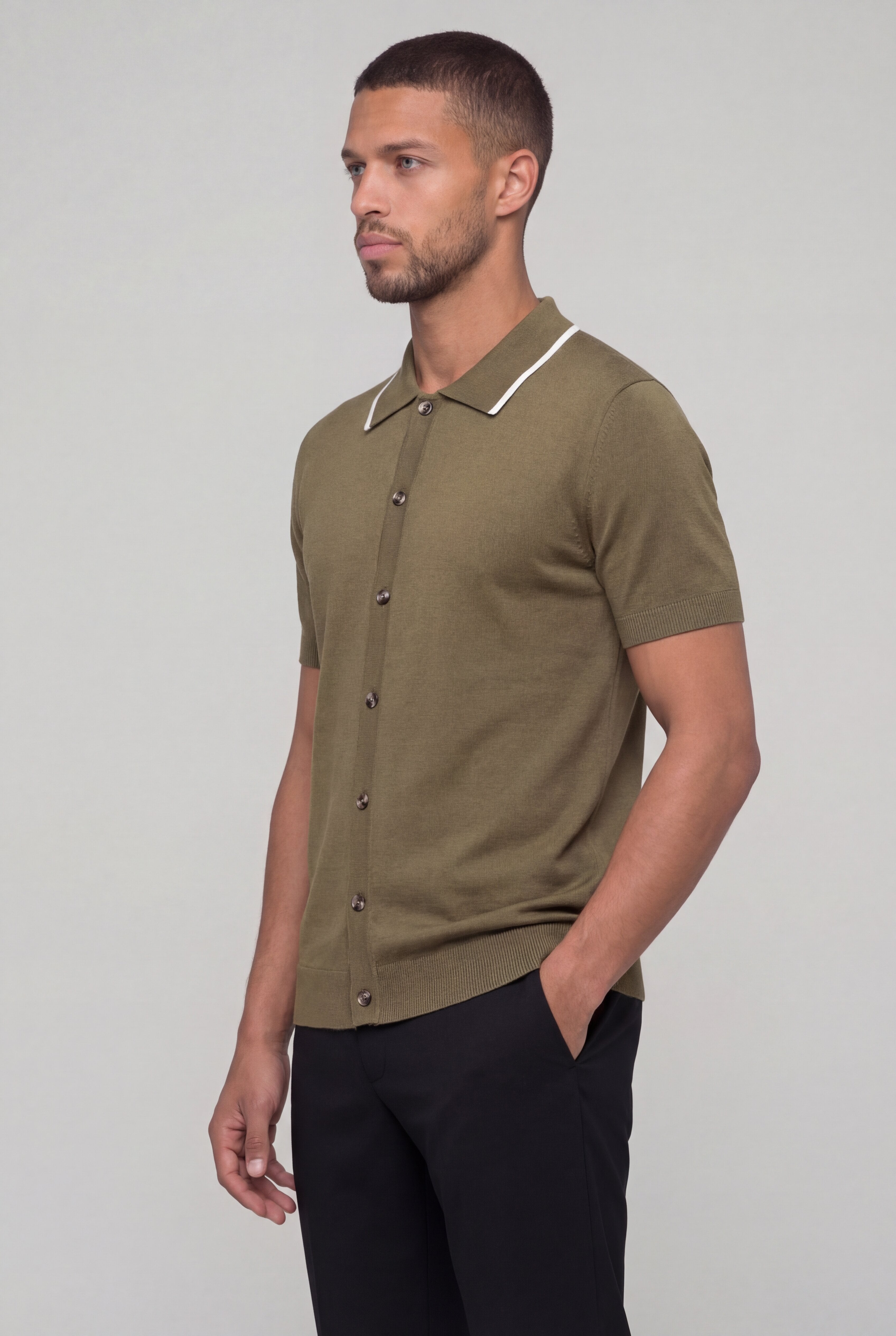 TREVIO TEXTURED POLO SHIRT – DARK GREEN