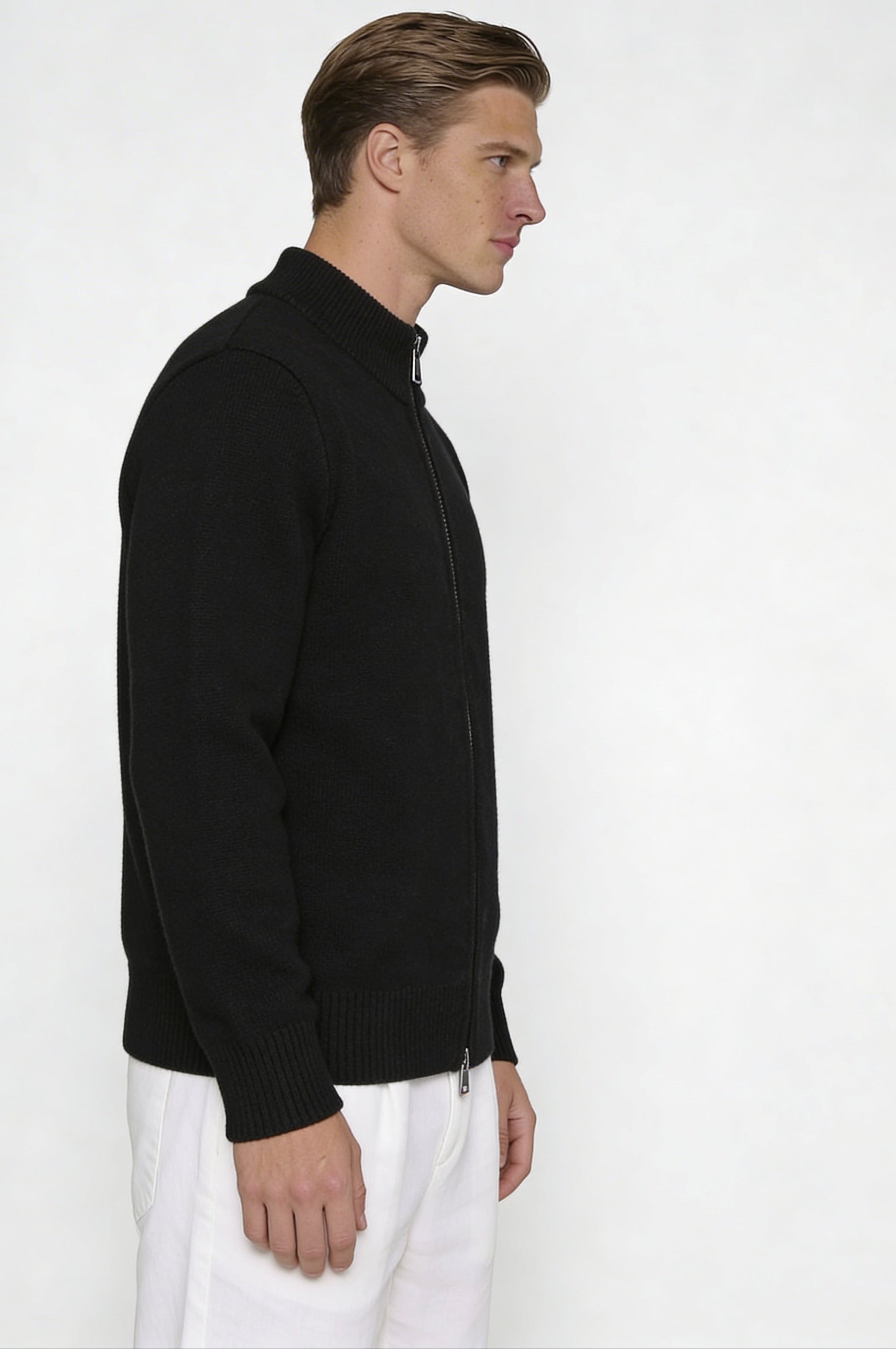 VALERNO ZIP CARDIGAN – BLACK