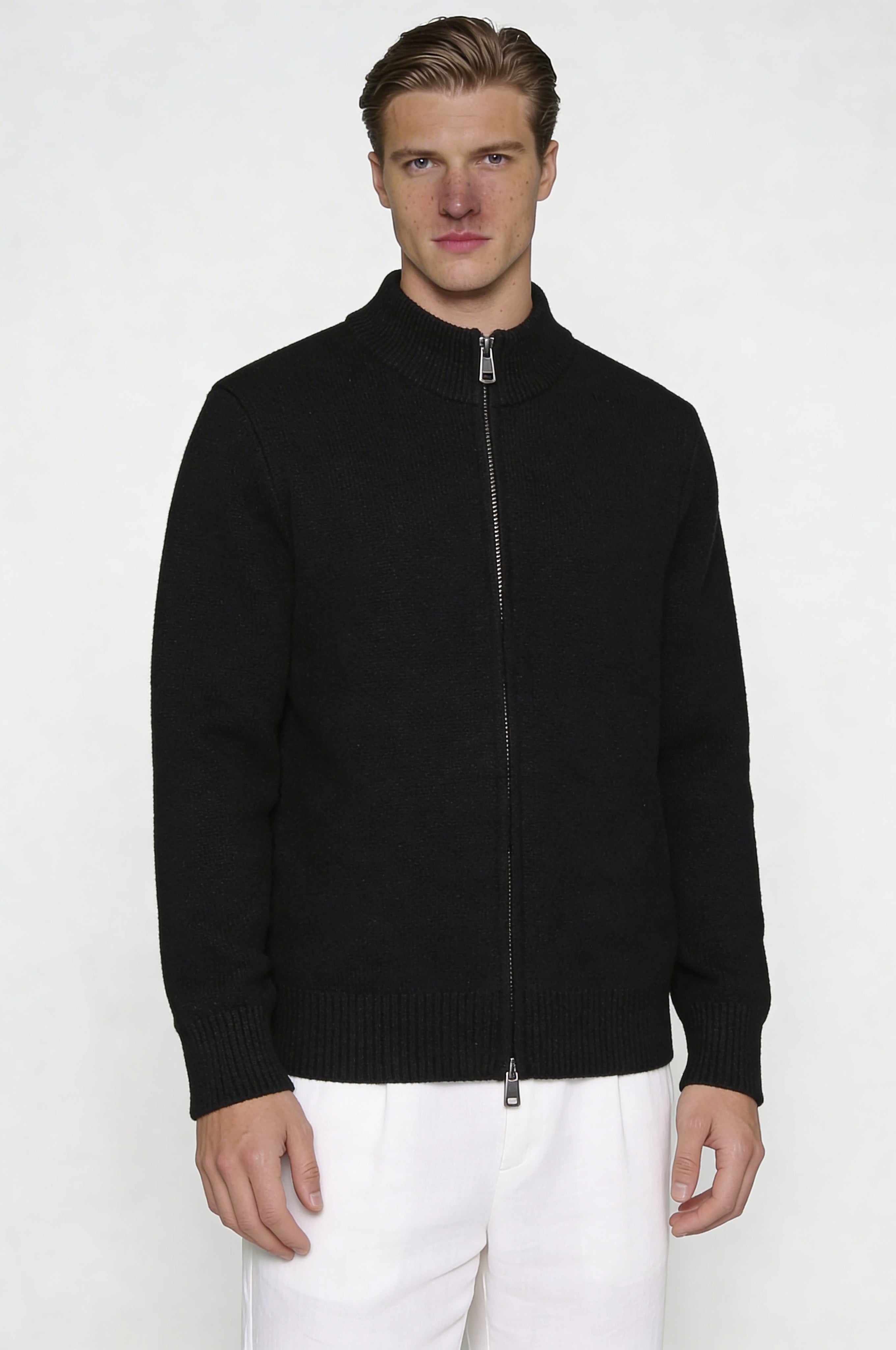 VALERNO ZIP CARDIGAN – BLACK