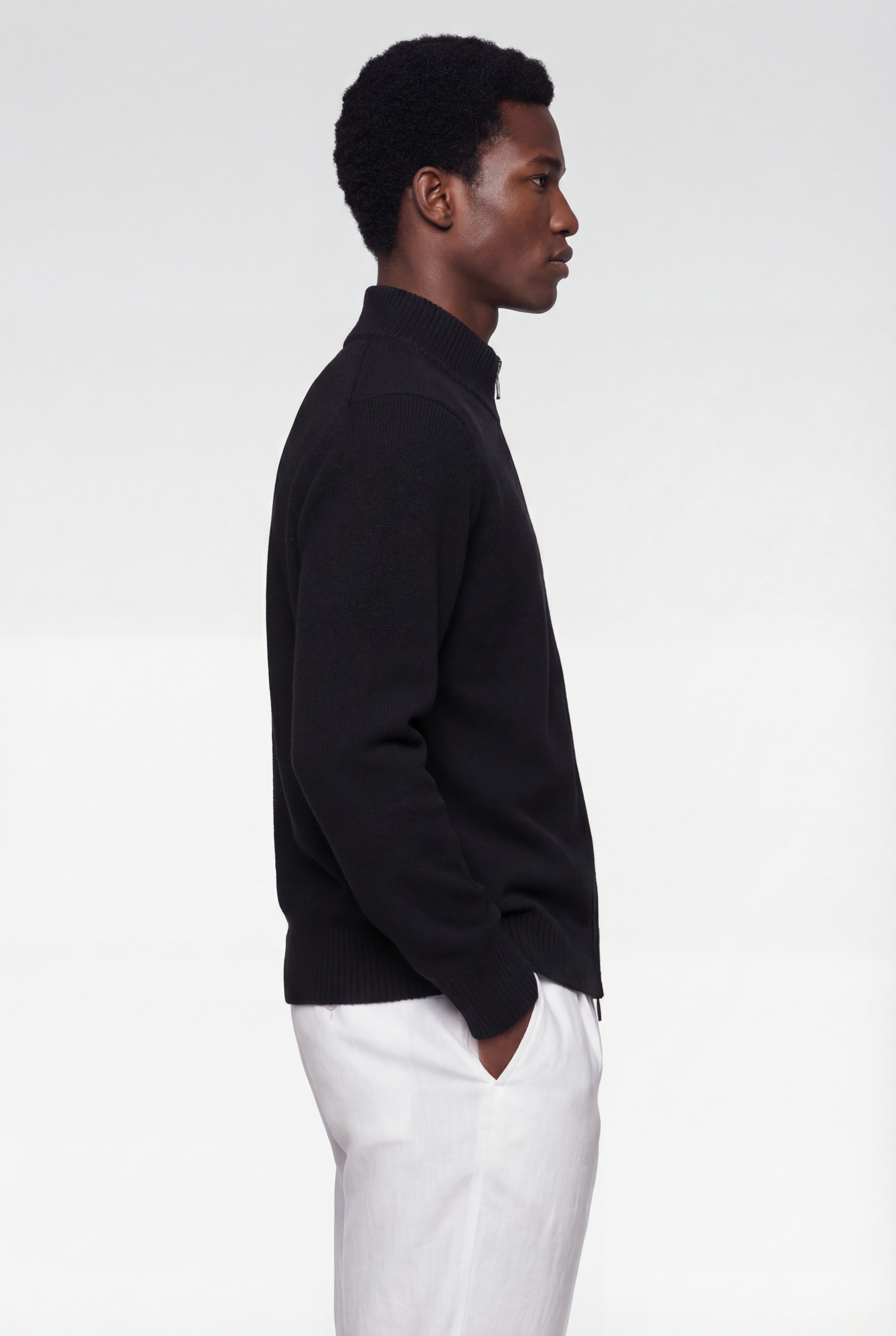 VALERNO ZIP CARDIGAN – BLACK