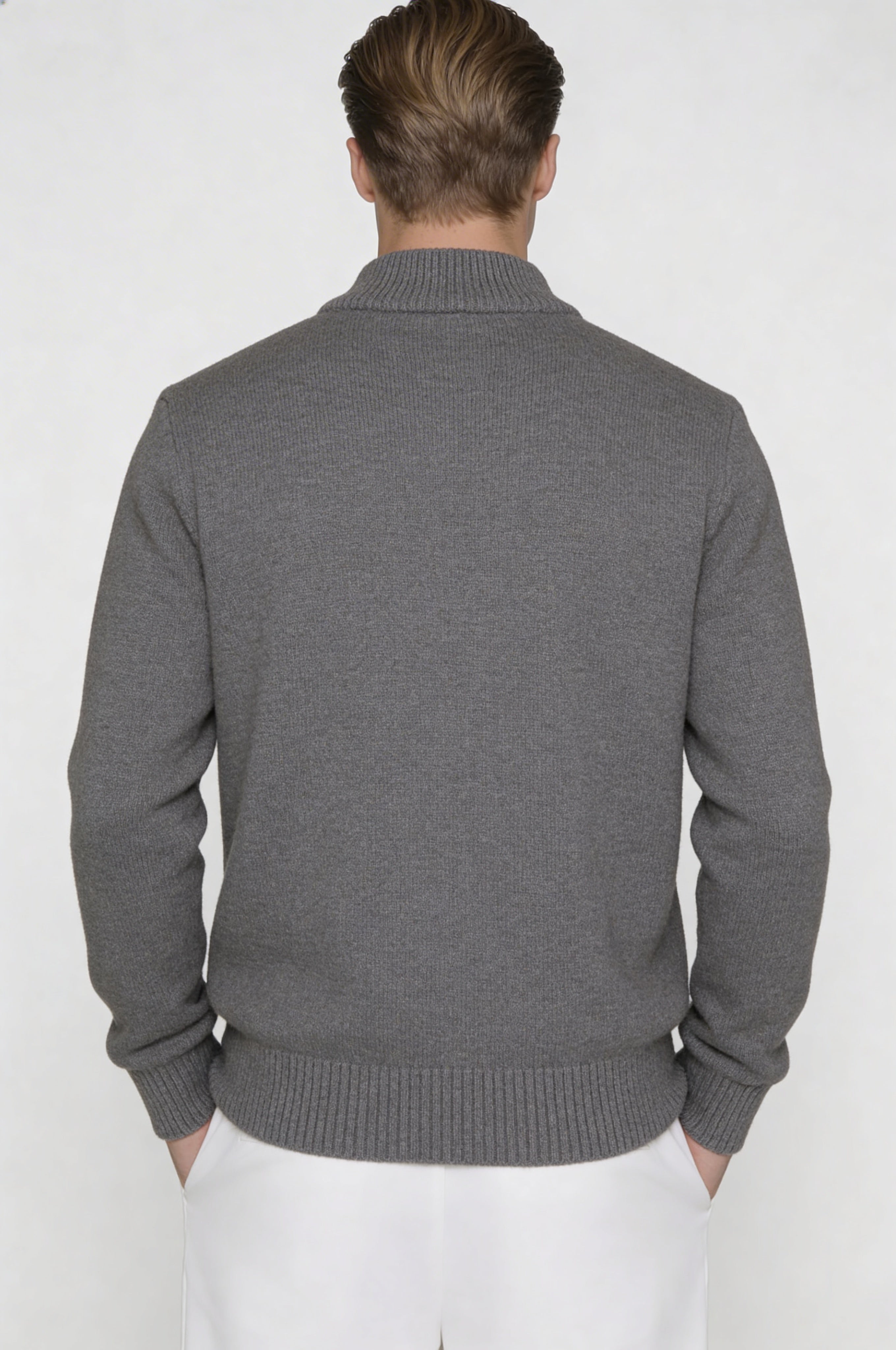 VALERNO ZIP CARDIGAN – GRAY