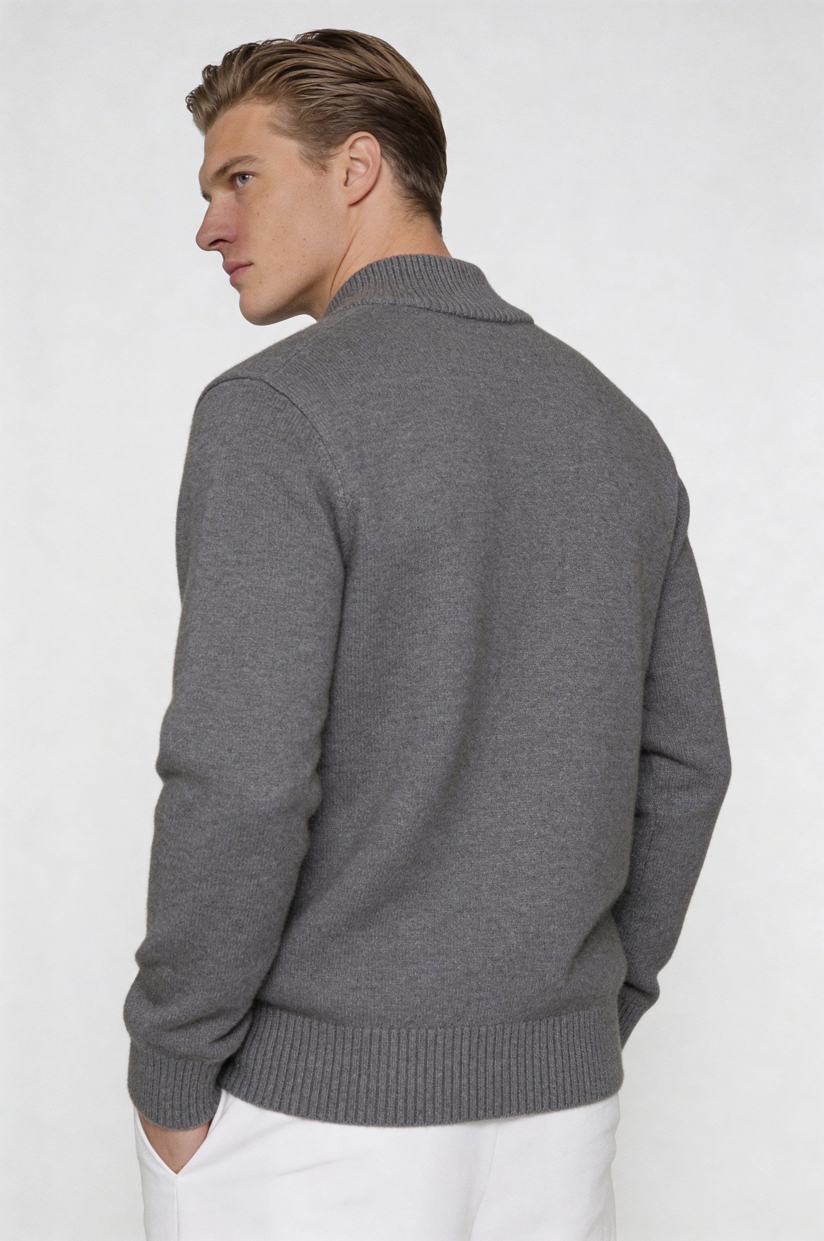 VALERNO ZIP CARDIGAN – GRAY