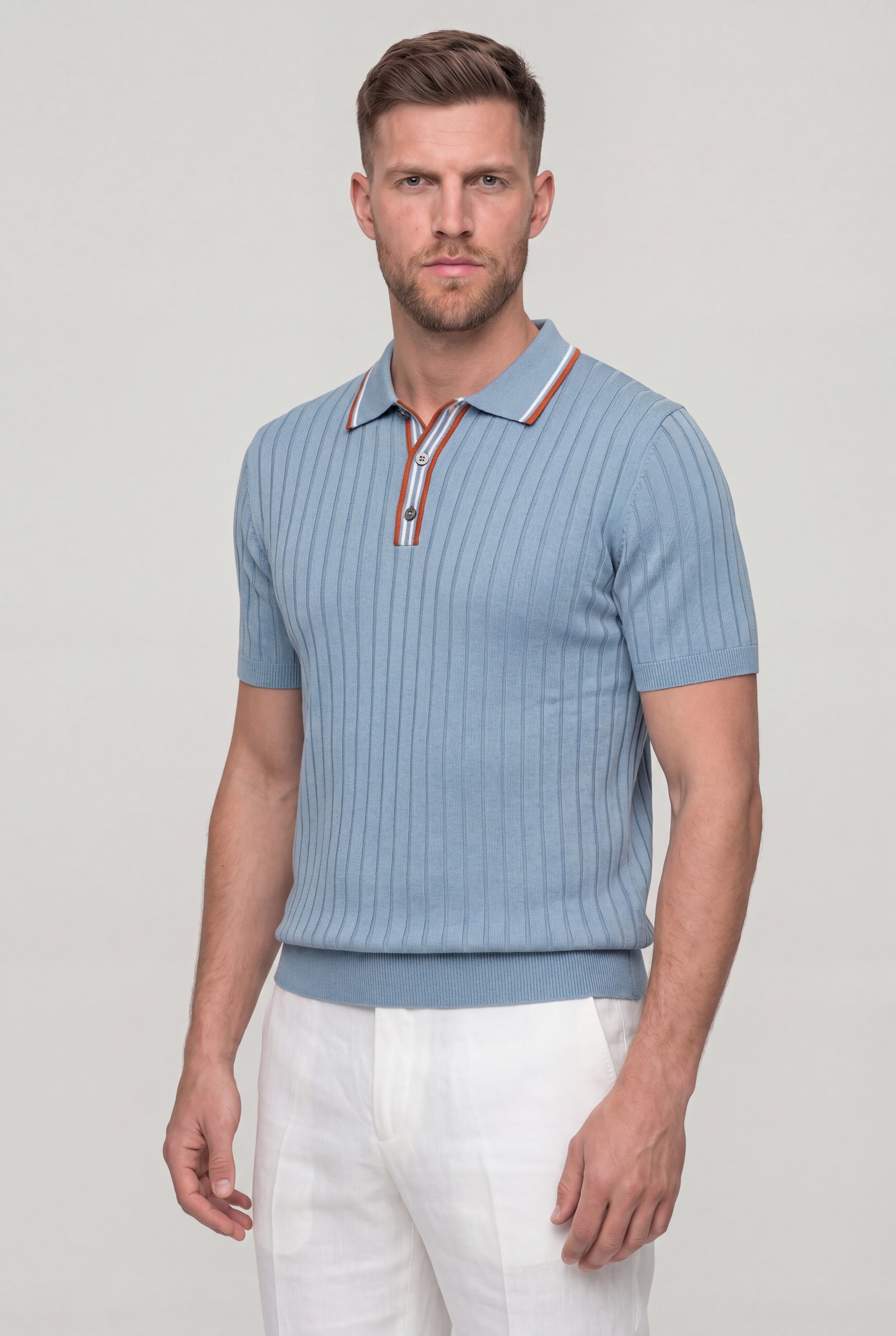 VALTHERIC KNIT POLO SHIRT – BLUE