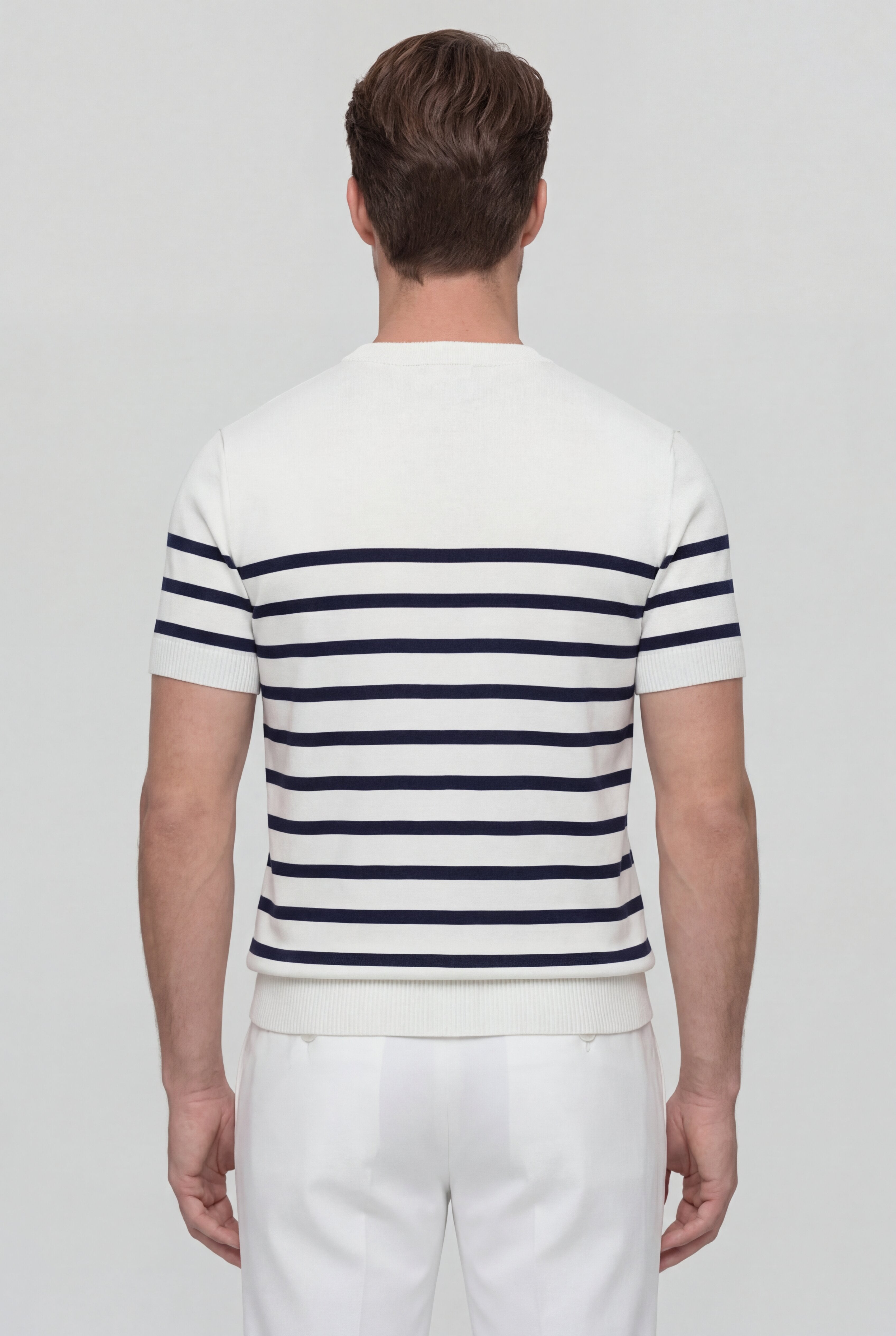 VALTREN STRIPED KNIT T-SHIRT – WHITE