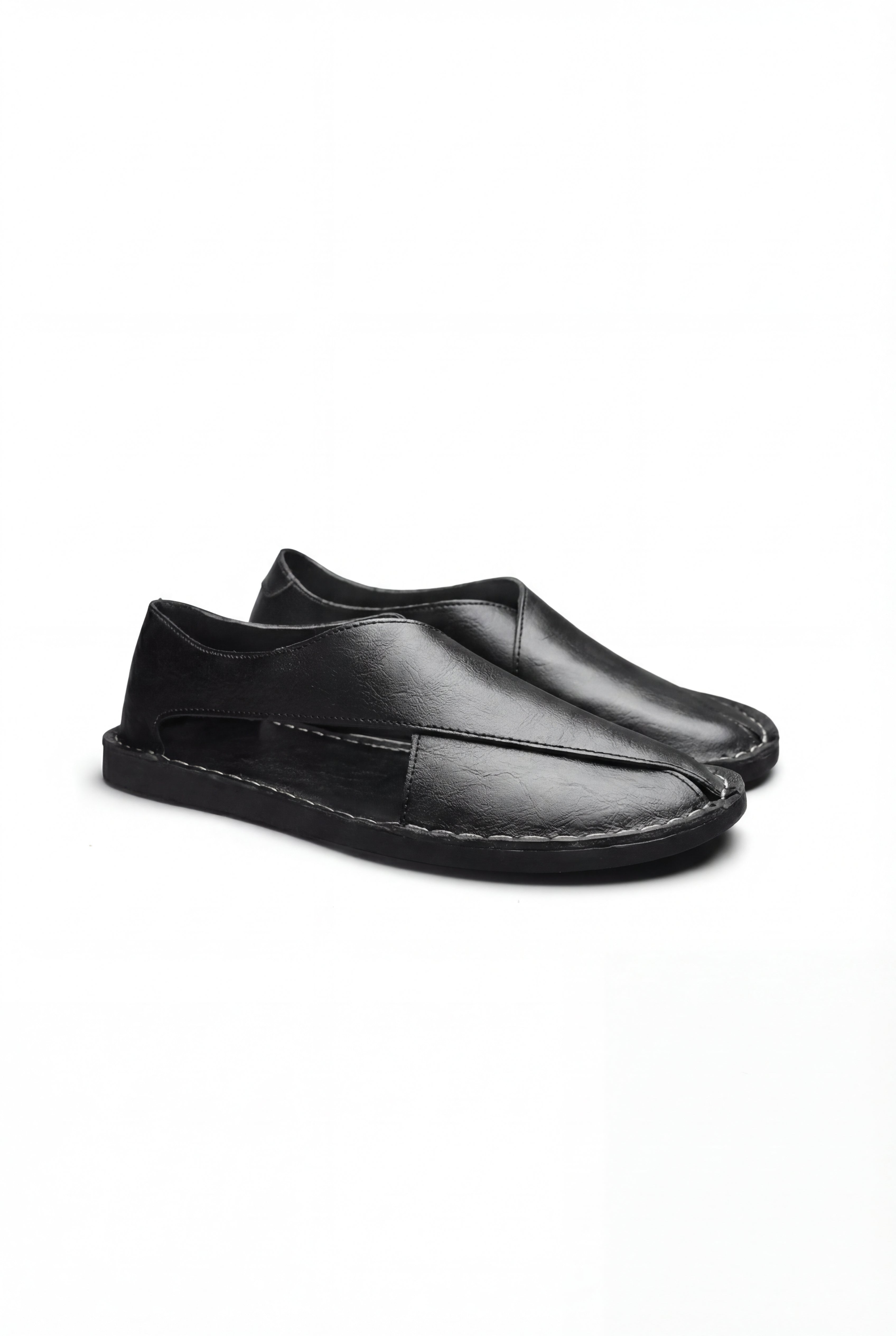 VANDORO OPEN-SIDE LEATHER SANDALS - BLACK
