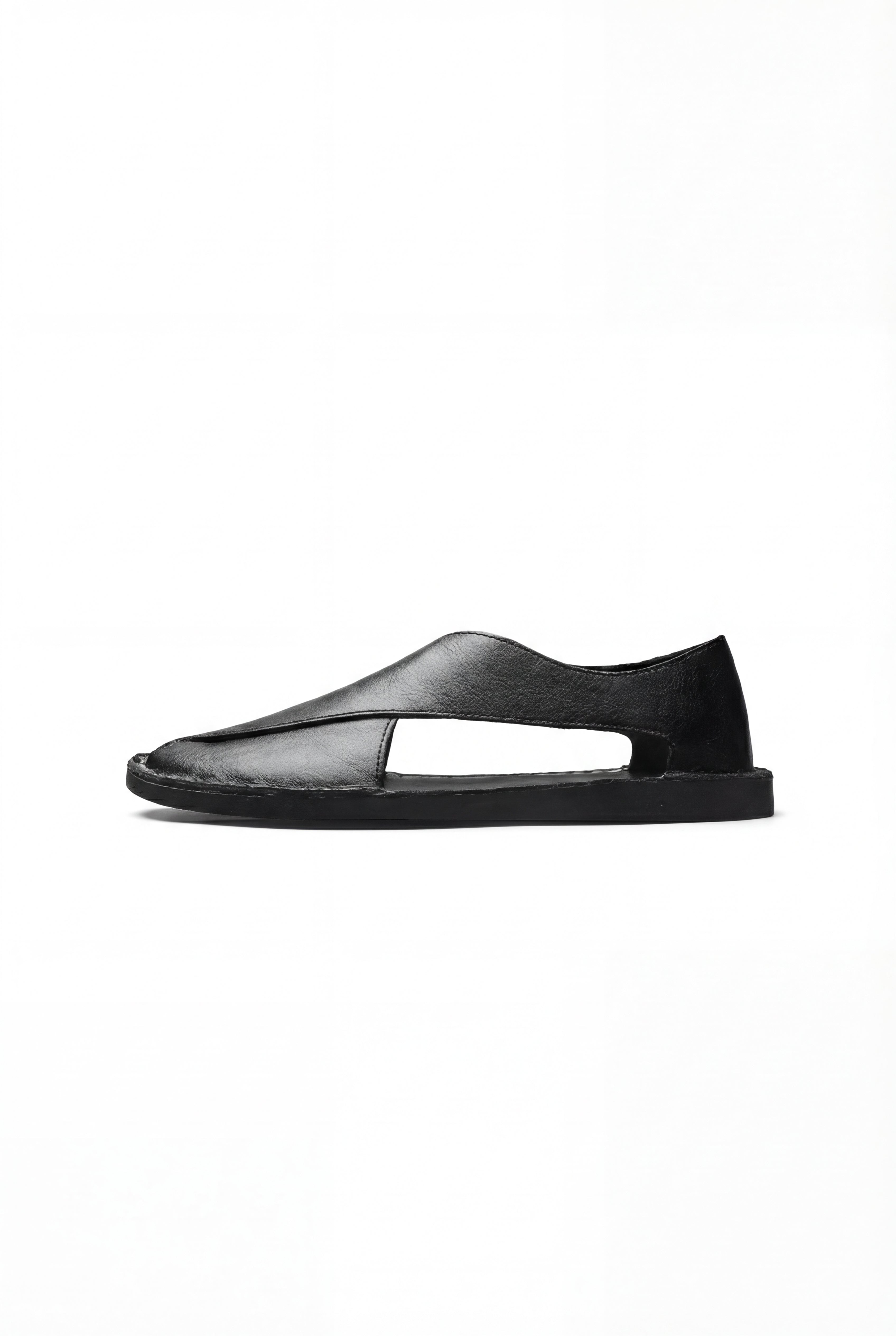 VANDORO OPEN-SIDE LEATHER SANDALS - BLACK