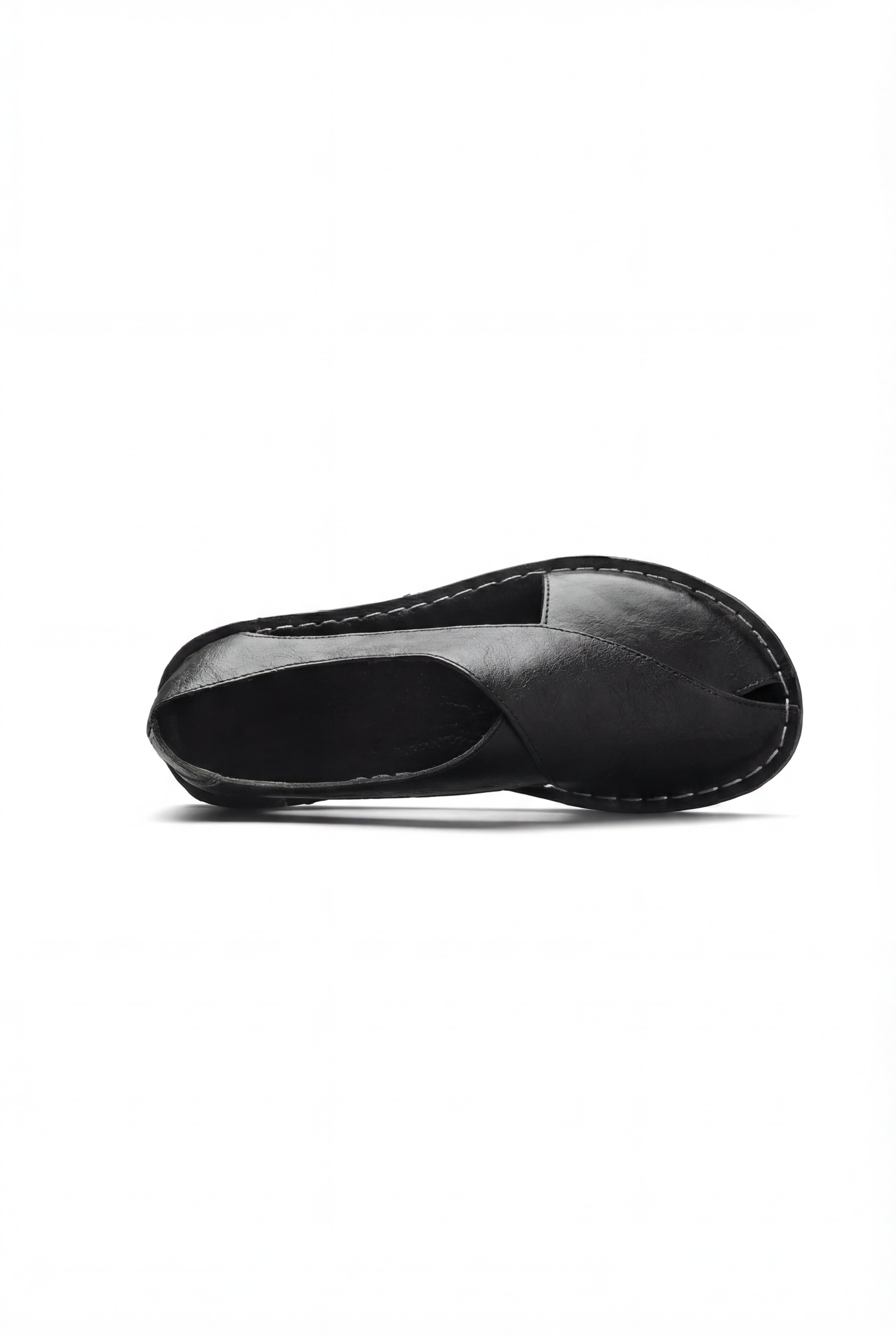 VANDORO OPEN-SIDE LEATHER SANDALS - BLACK