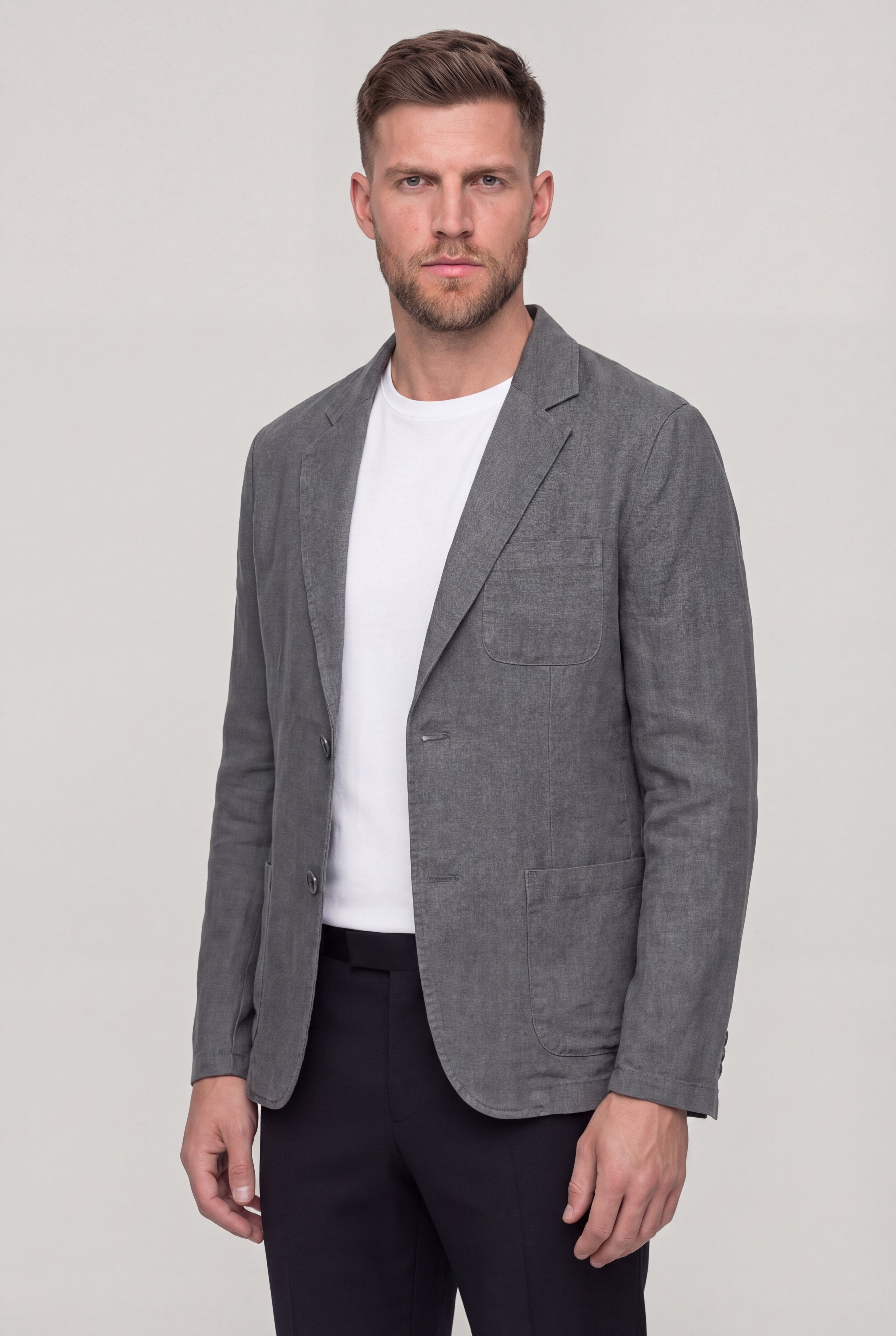 VANTOIR LINEN BLAZER – GRAY