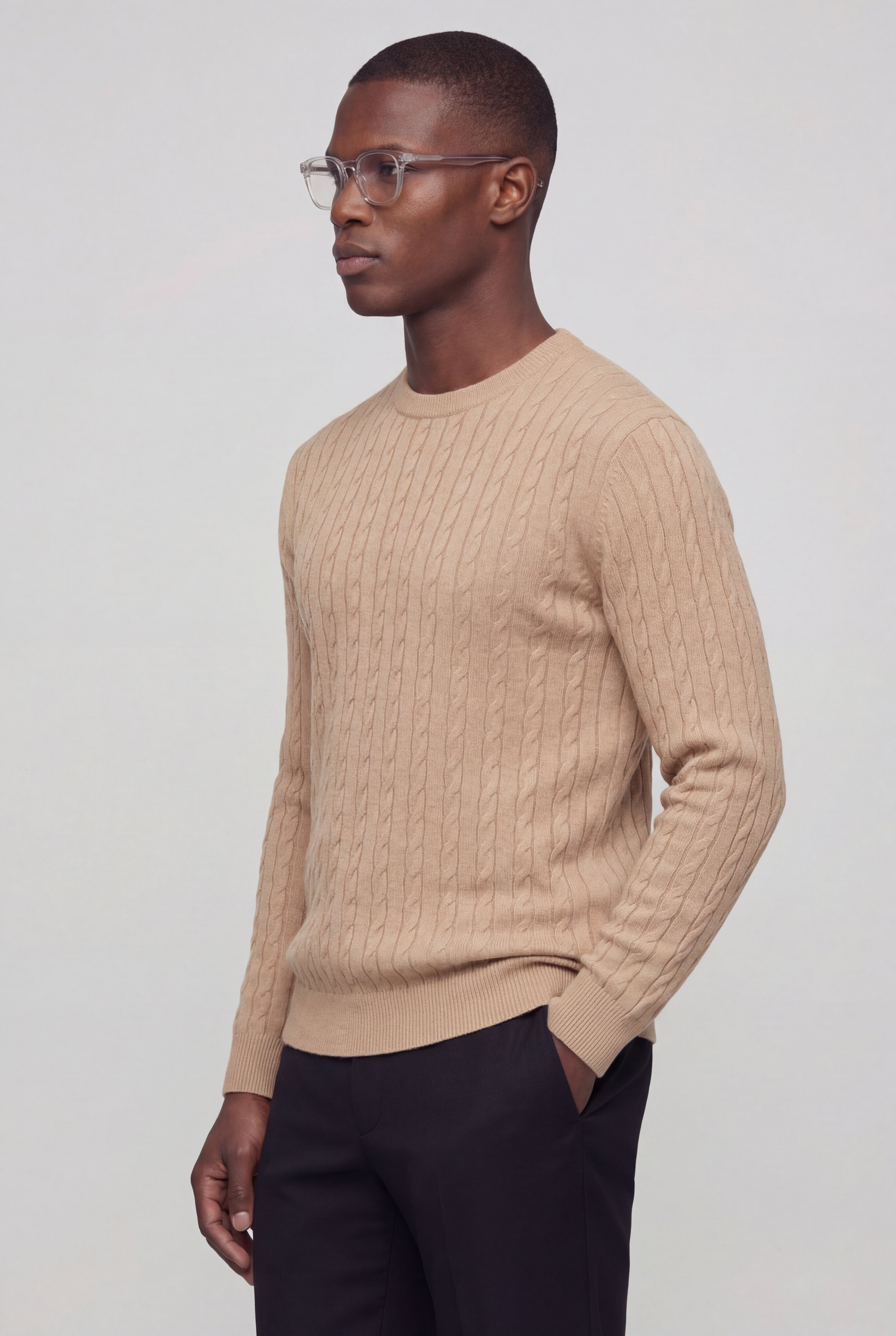 VARCELLO KNIT CREWNECK SWEATER – BEIGE