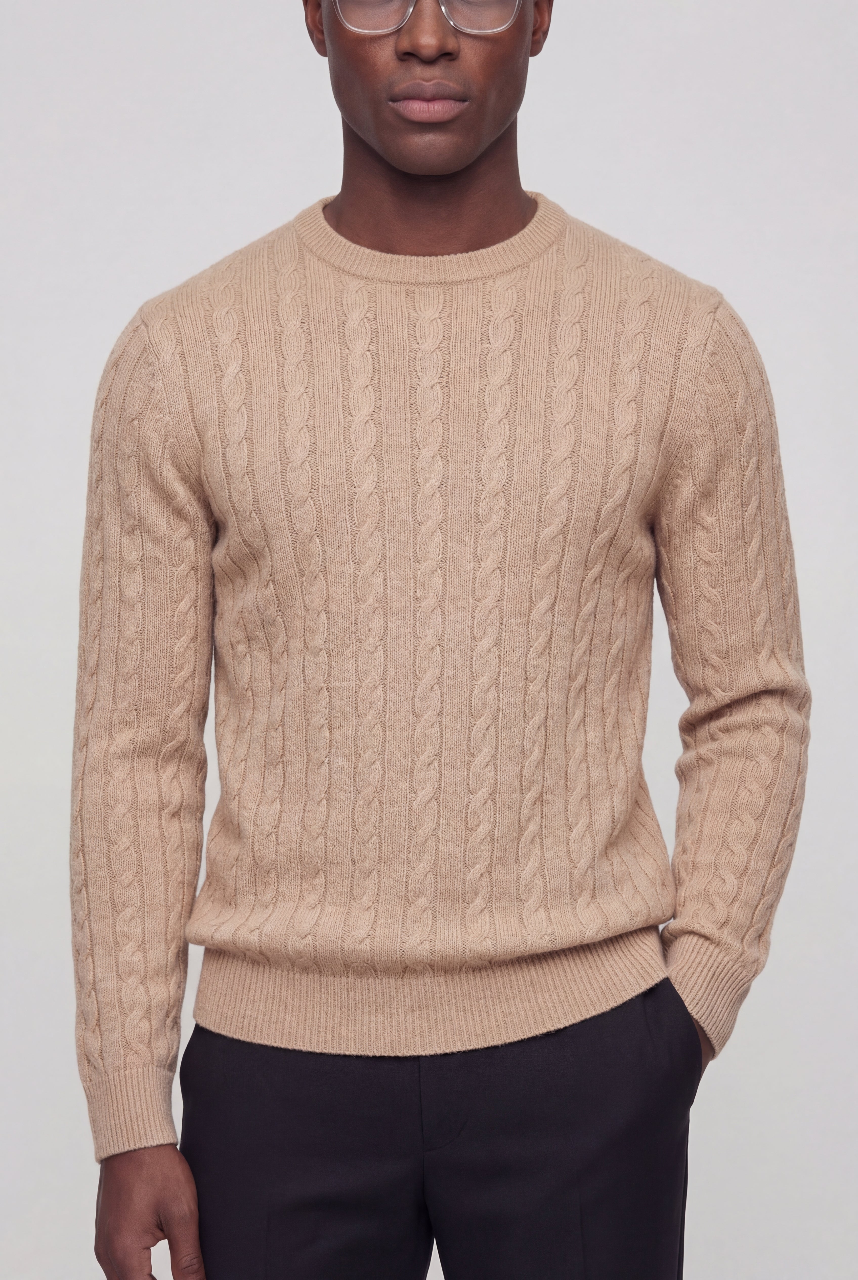 VARCELLO KNIT CREWNECK SWEATER – BEIGE