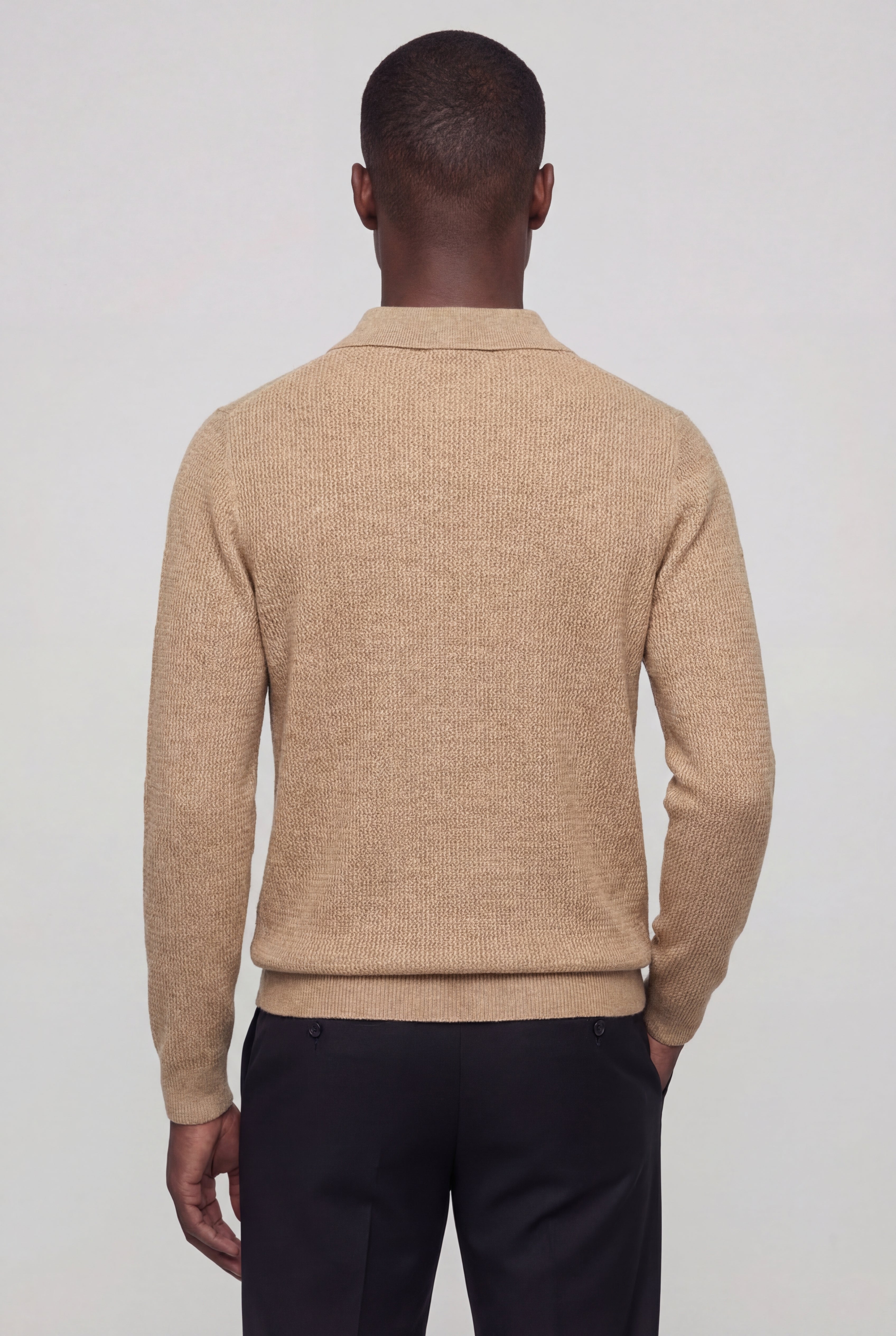 VELTRION KNIT COLLAR SWEATER – BEIGE