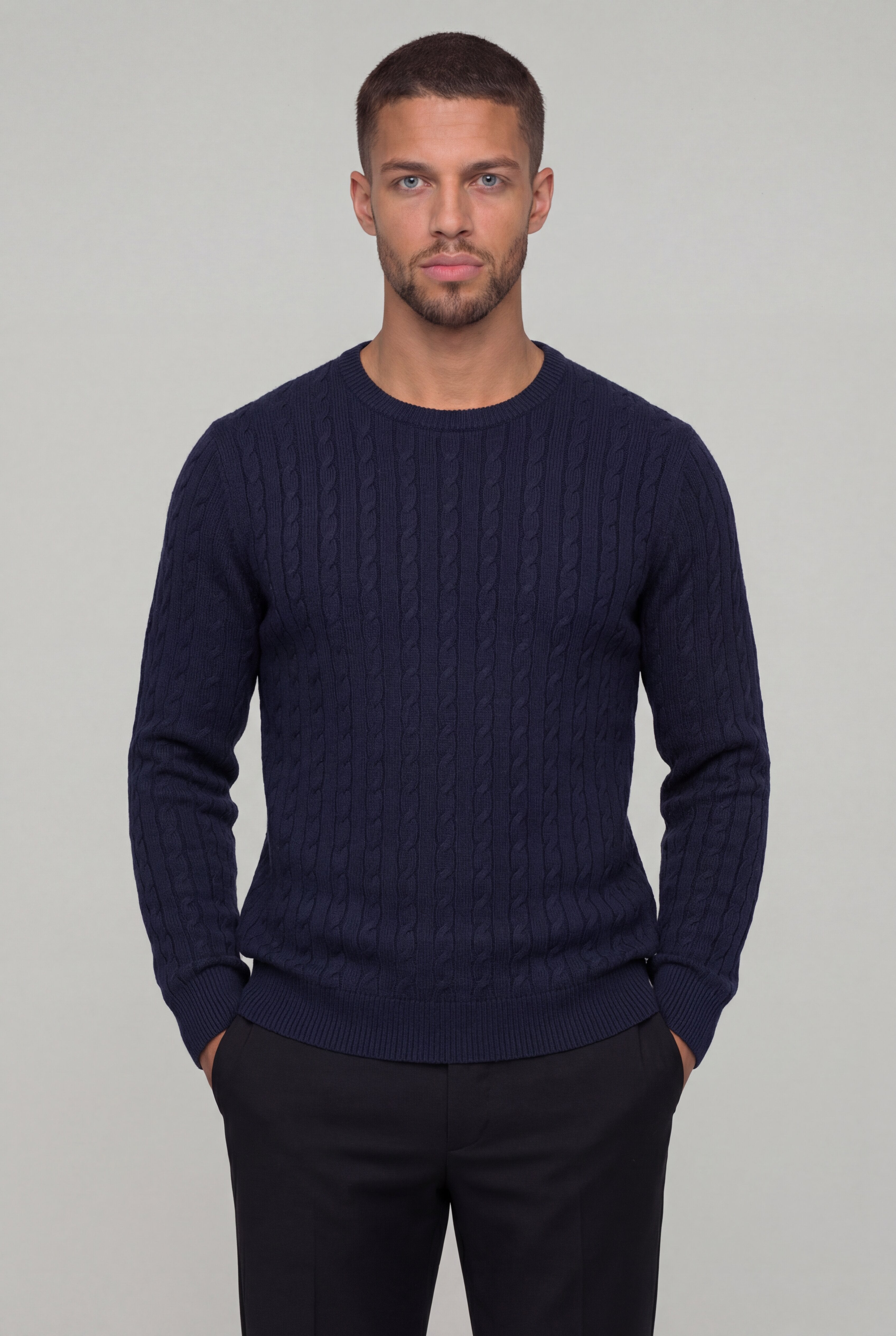 VARCELLO KNIT CREWNECK SWEATER – NAVY