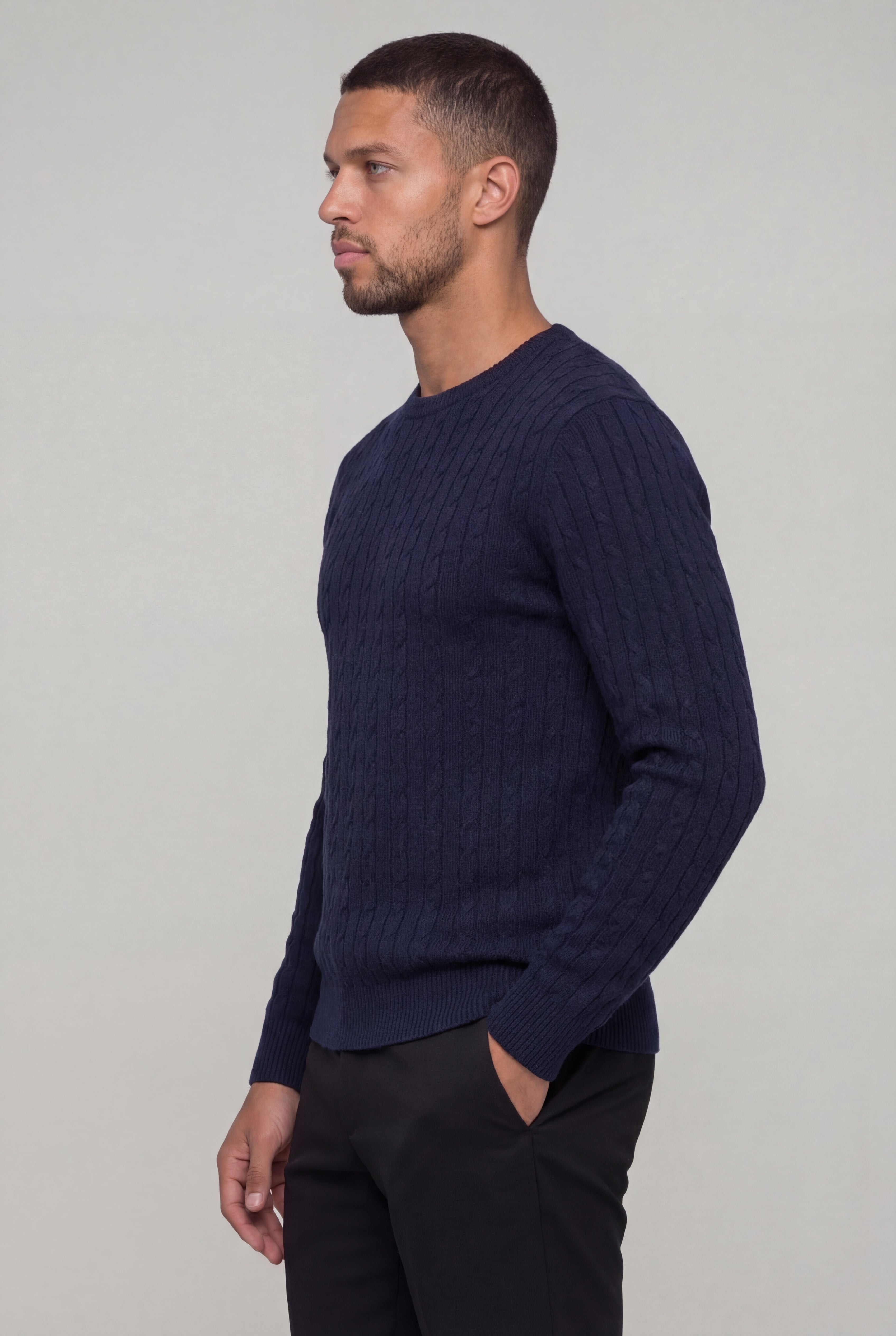 VARCELLO KNIT CREWNECK SWEATER – NAVY
