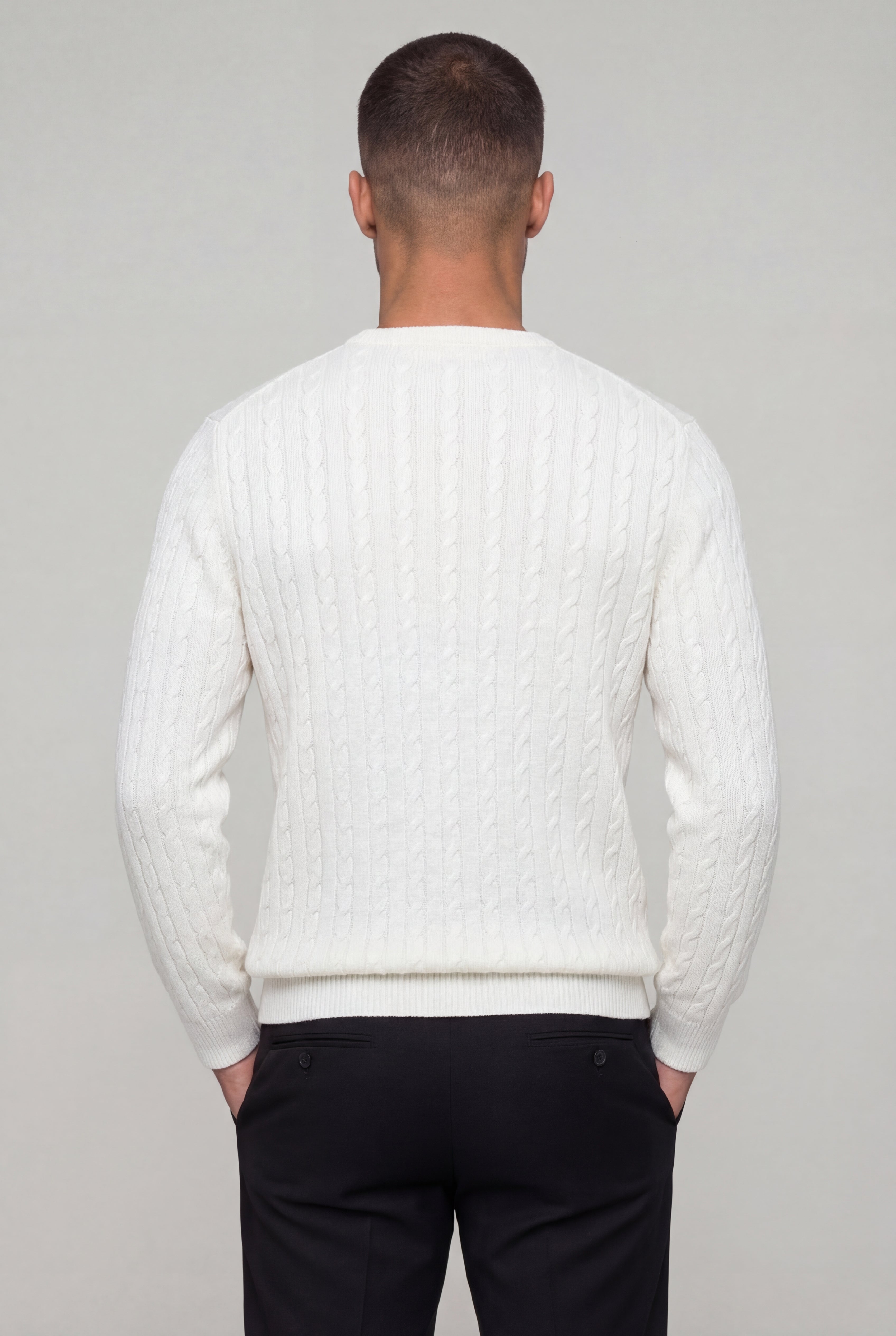 VARCELLO KNIT CREWNECK SWEATER – WHITE